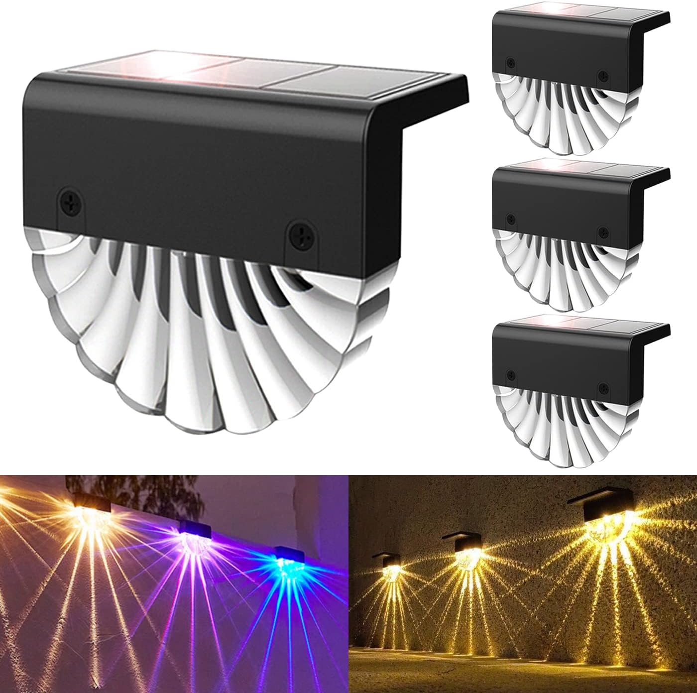 Lampy solarne ogrodowe do użytku na zewnątrz, 4 sztuki, wodoodporne lampy solarne LED IP65, 2 tryby świecenia