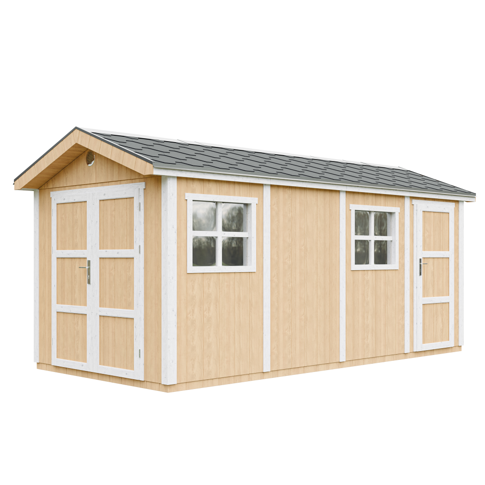 Domek ogrodowy najwyższej jakości 11,47 m² - wys. 252x250x530 cm - z podłogą i płytkami bitumicznymi - Timbela M915C-HARVEST HONEY