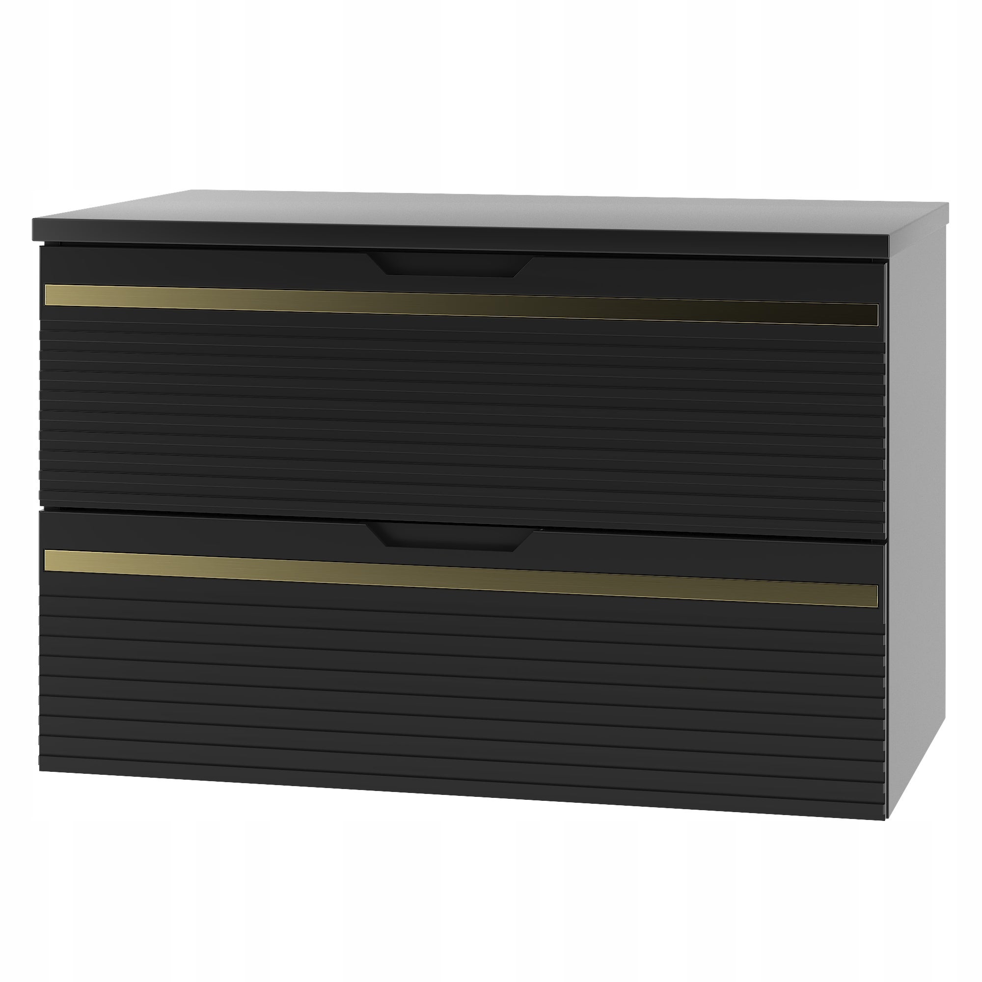 Szafka łazienkowa VESPER 80 cm czarna z blatem frezowany front 2 szuflady