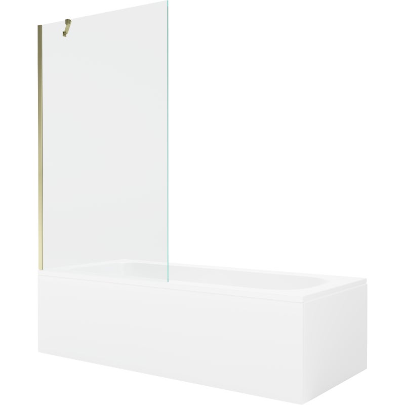 Mexen Vega wanna prostokątna 170 x 70 cm z obudową i parawanem 1-skrzydłowym 100 cm, transparent, złoty - 550117070X9510000050