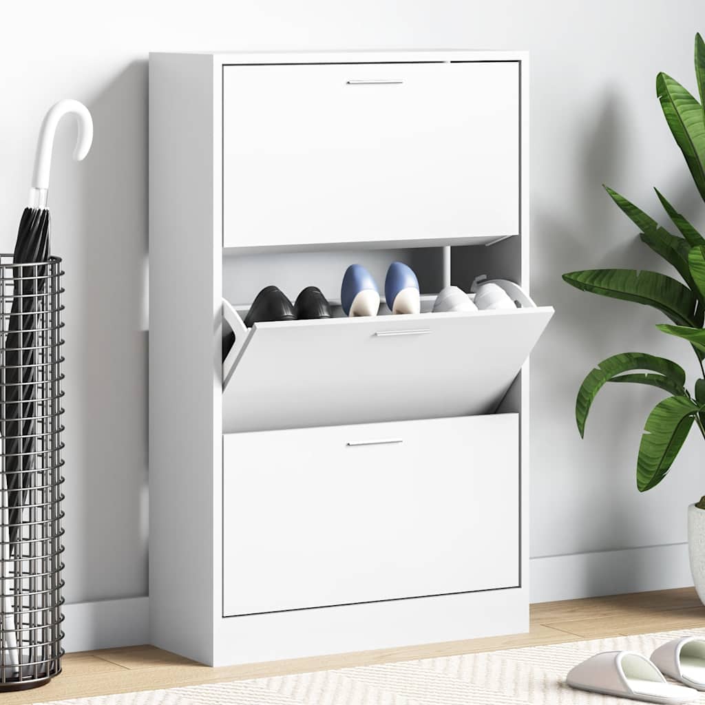 vidaXL Szafka na buty, biały, 63x24x103 cm, materiał drewnopochodny