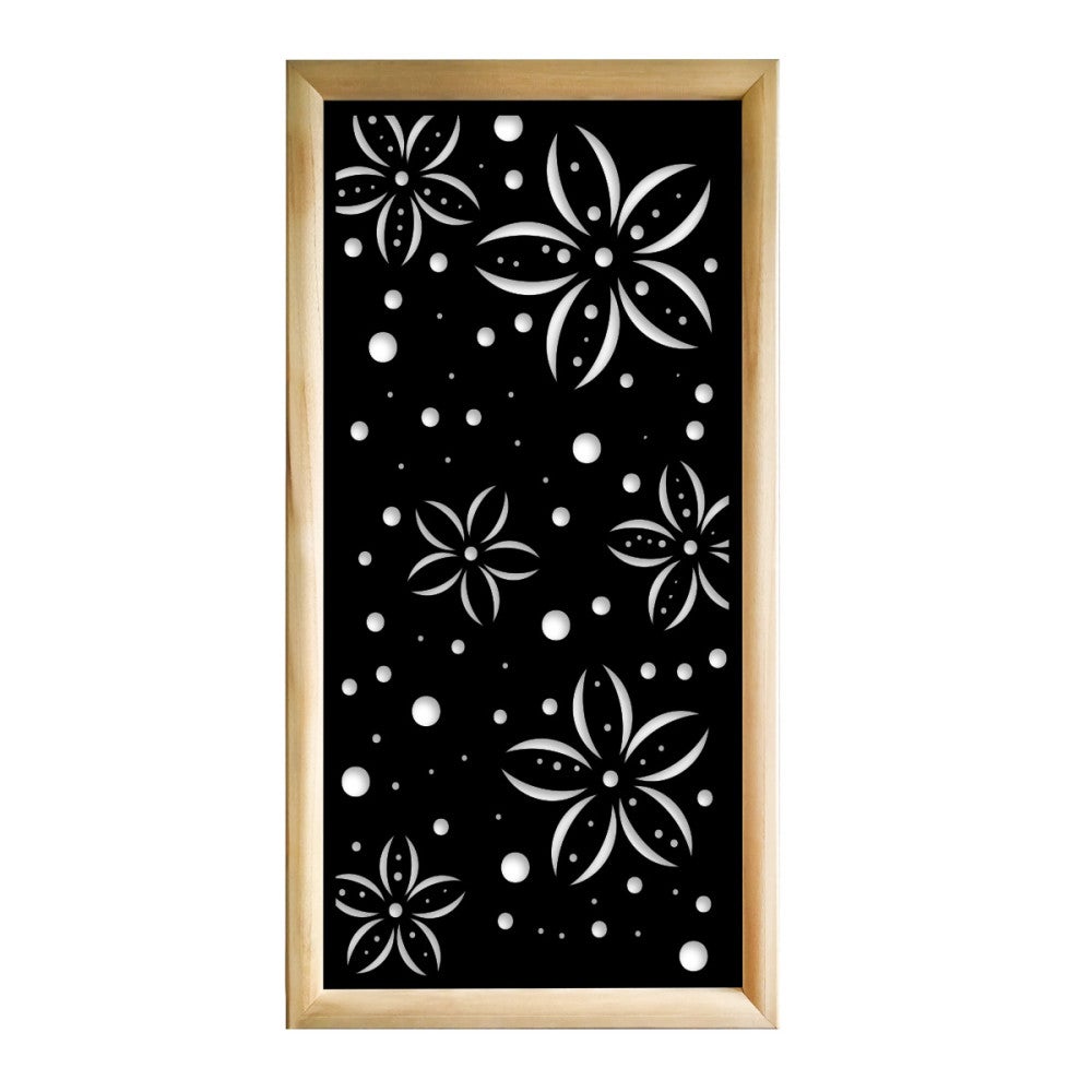 FLOWERS - Prostokątne moduły dekoracyjne z drewna i PVC - Rozmiar 47x94 cm - Grubość 47 mm - Kolor wewnętrzny CZARNY