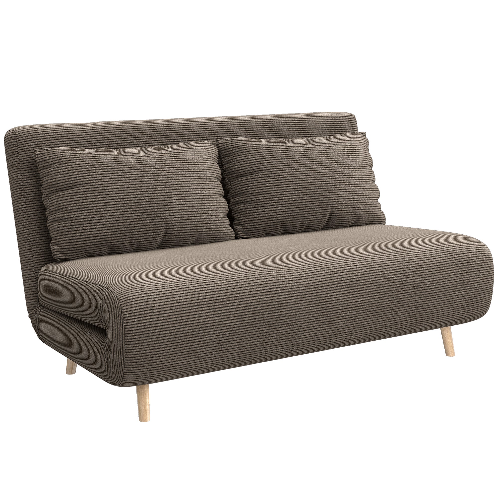 Sofa rozkładana, łóżko gościnne, oparcie regulowane w 3 pozycjach, wygląd sztruksu, do 120 kg, 141 x 90 x 81 cm, ciemny brąz