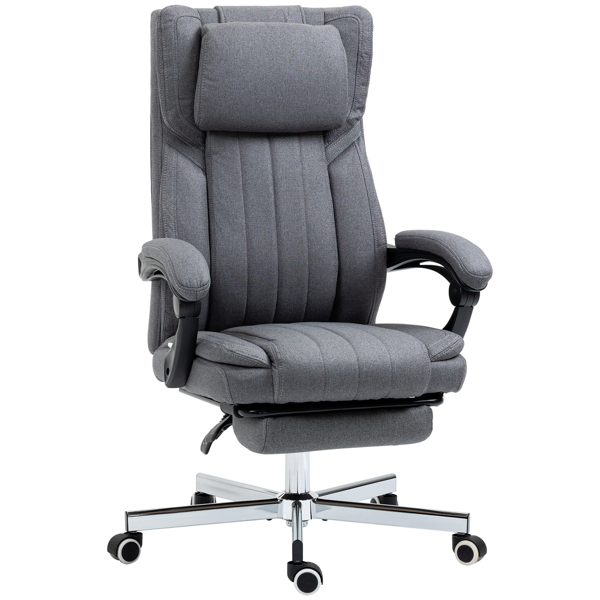 Fotel biurowy z obrotowym siedziskiem, odchylanym oparciem, regulowaną wysokością, 65 x 61 x 105-113 cm, szary