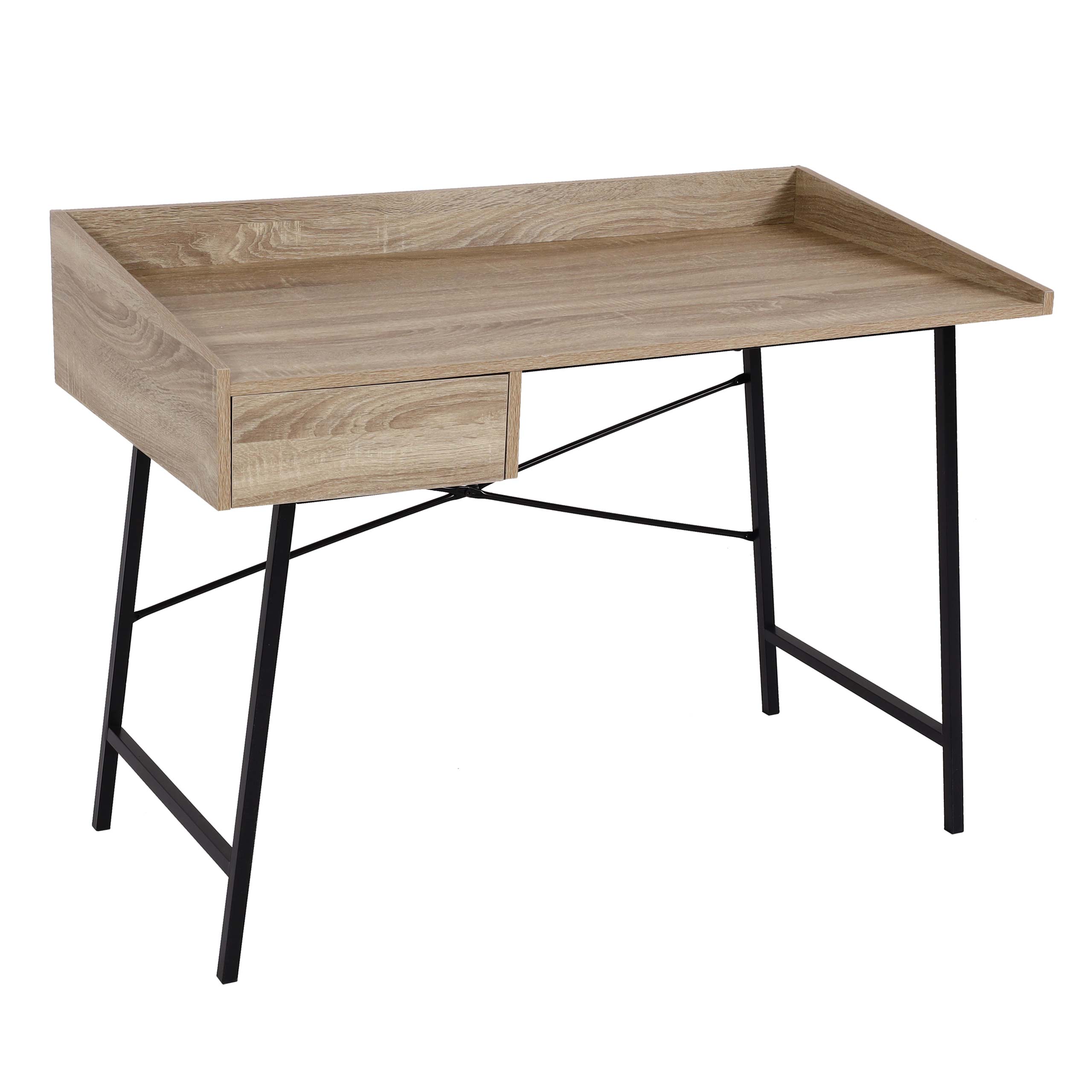 Konsola HWC-J97, toaletka, stolik do przechowywania, szuflada Struktura 3D 98x114x60cm Certyfikat MVG ~ Wygląd dębu