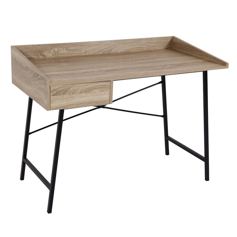 Konsola HWC-J97, toaletka, stolik do przechowywania, szuflada Struktura 3D 98x114x60cm Certyfikat MVG ~ Wygląd dębu