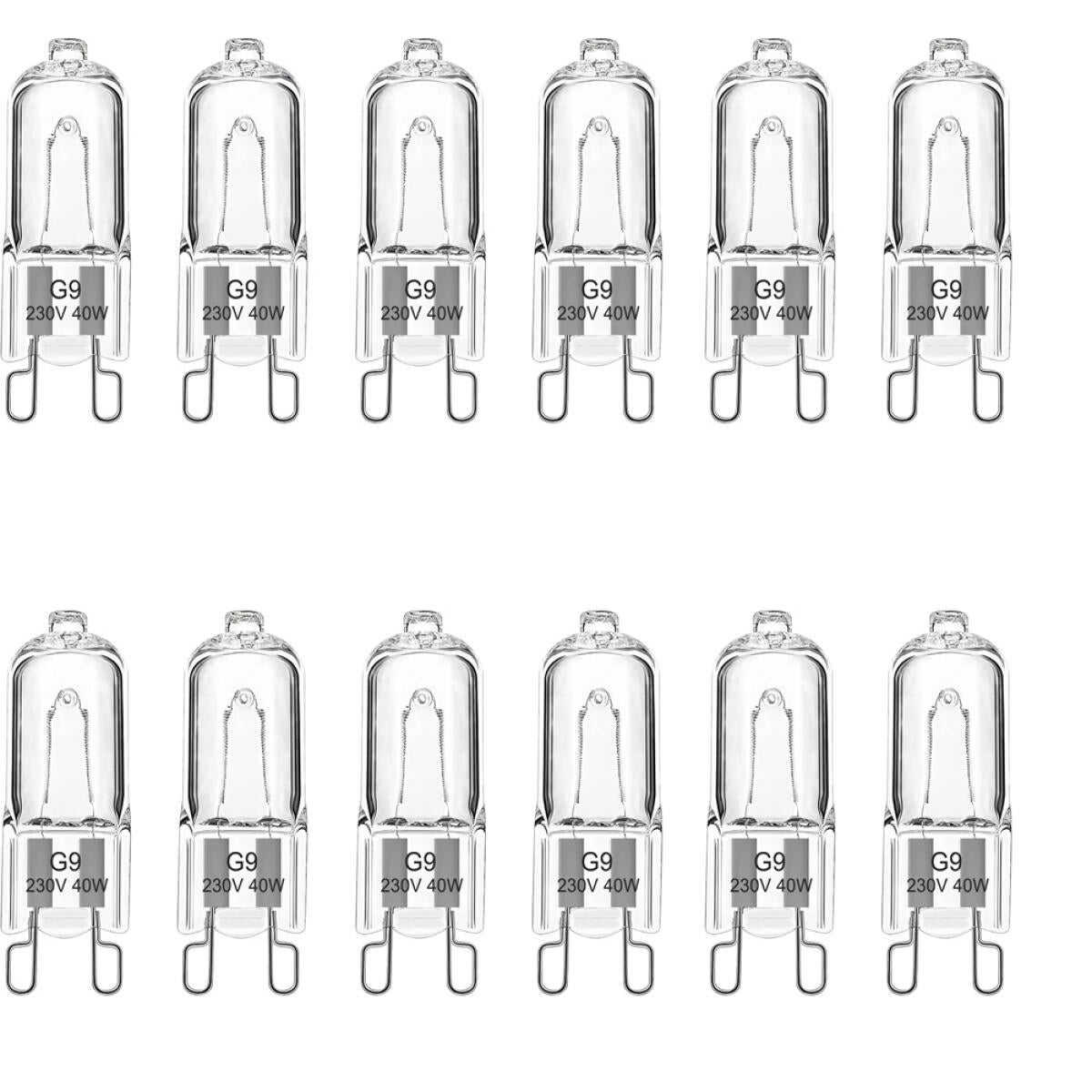 Żarówka halogenowa G9 40W, ściemnialna, 230V, do piekarnika, mikrofalówki, lampki stołowej, opakowanie 12 sztuk.