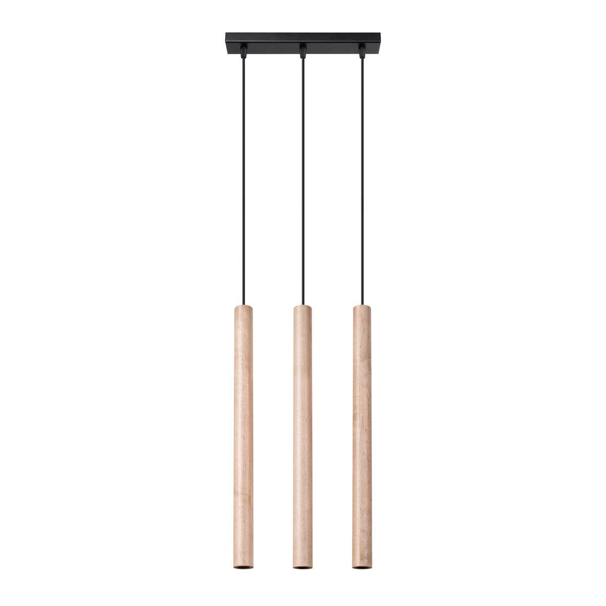 Lampa wisząca czarna z drewnianą tubą potrójna PASTELO 3xG9 8W SL.1267 Sollux Lighting