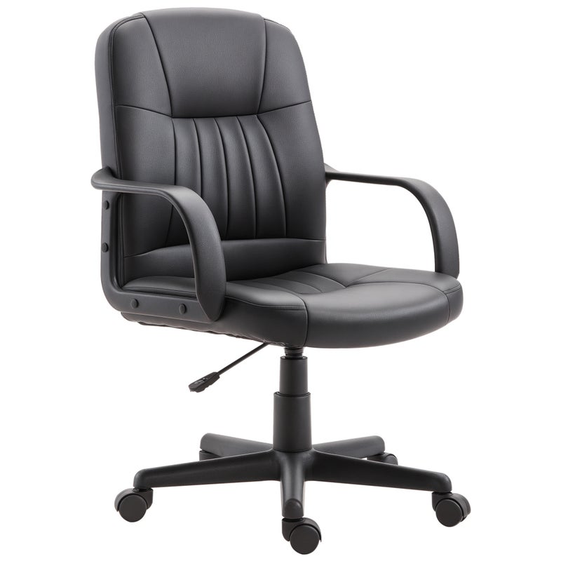Ergonomiczny obrotowy fotel biurowy, regulowany na wysokość, ekoskóra, 60 x 60 x 94-103 cm, czarny