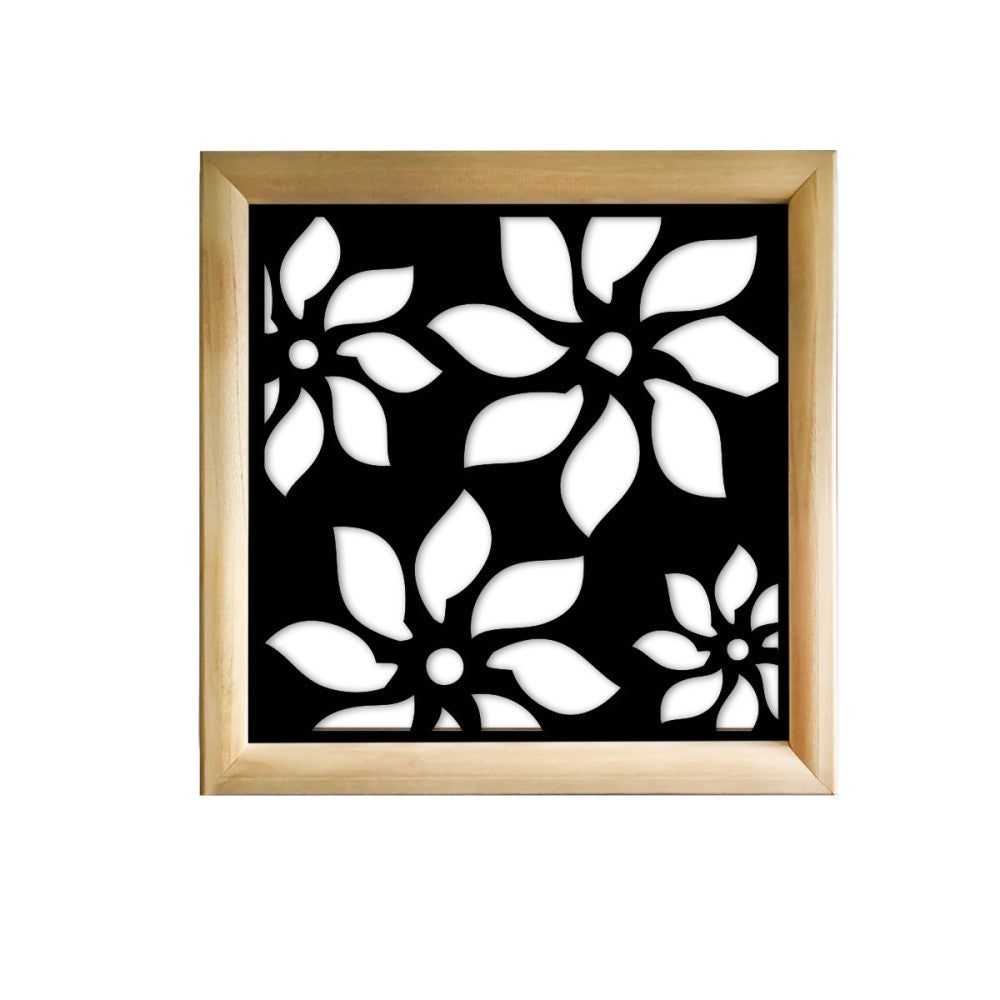 SŁONECZNIKI - Kwadratowe moduły dekoracyjne z drewna i PVC - Rozmiar 98x98 cm - Grubość 64 mm - Kolor wewnętrzny CZARNY