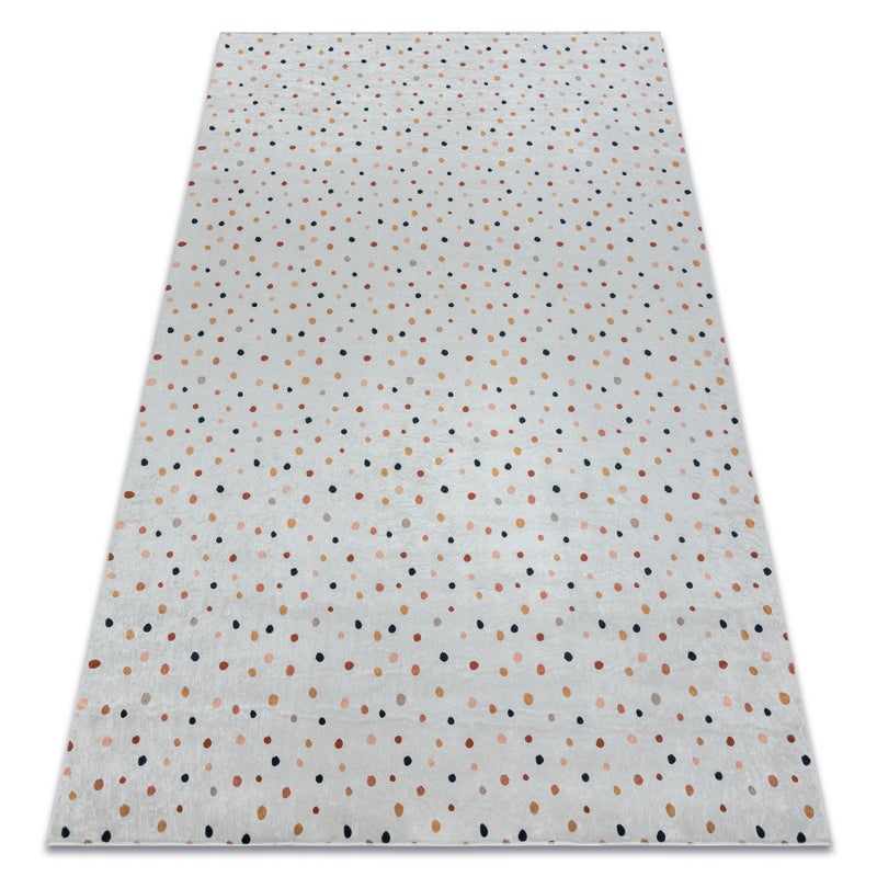 Dywan do prania BAMBINO 47890 Kropki dla dzieci, antypoślizgowy - biały / brązowy 160x220 cm