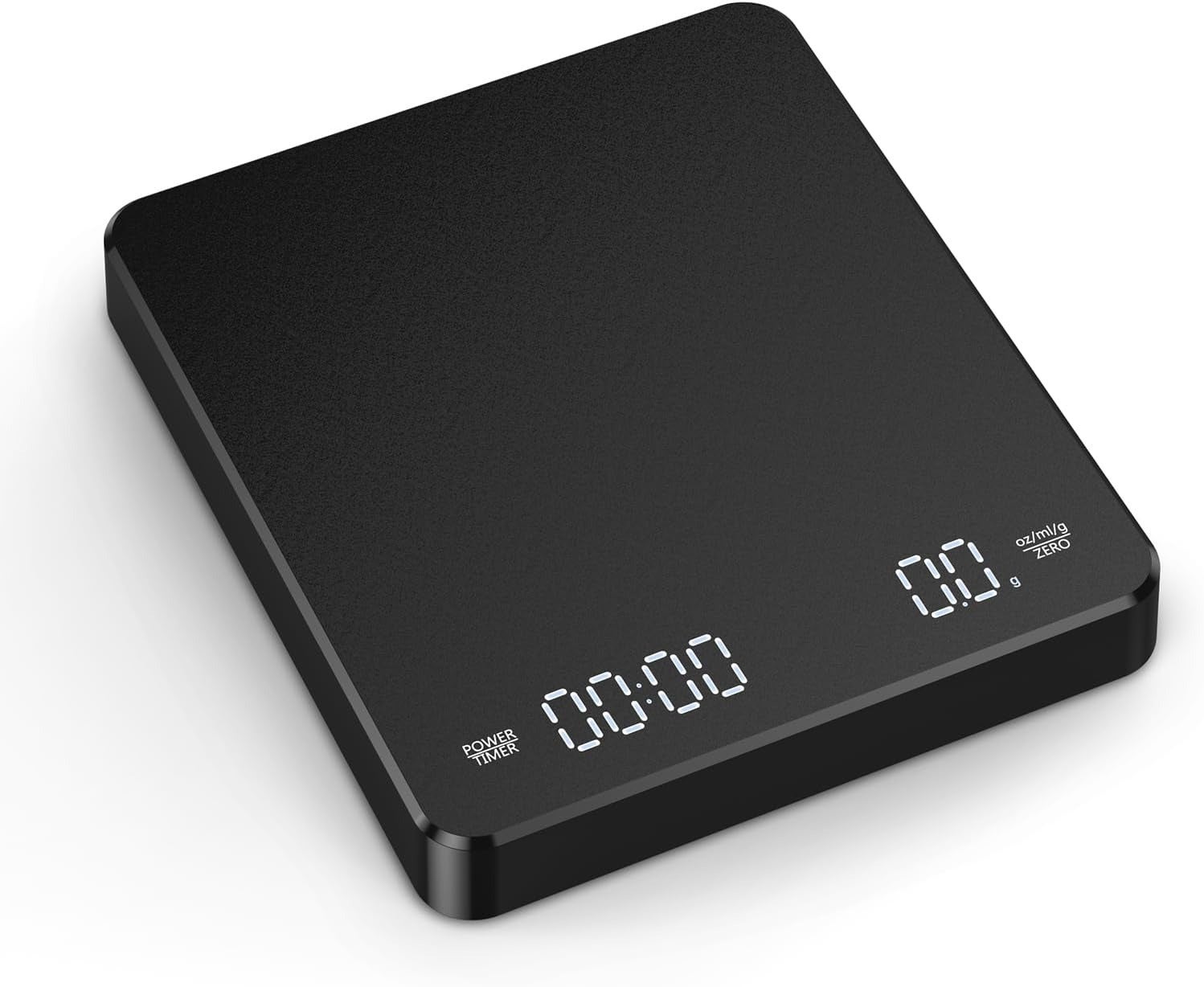 Elektroniczna waga do kawy czarna o wysokiej precyzji 15×13 cm – USB-C, wbudowany timer, precyzyjne ważenie do kawy i kuchni