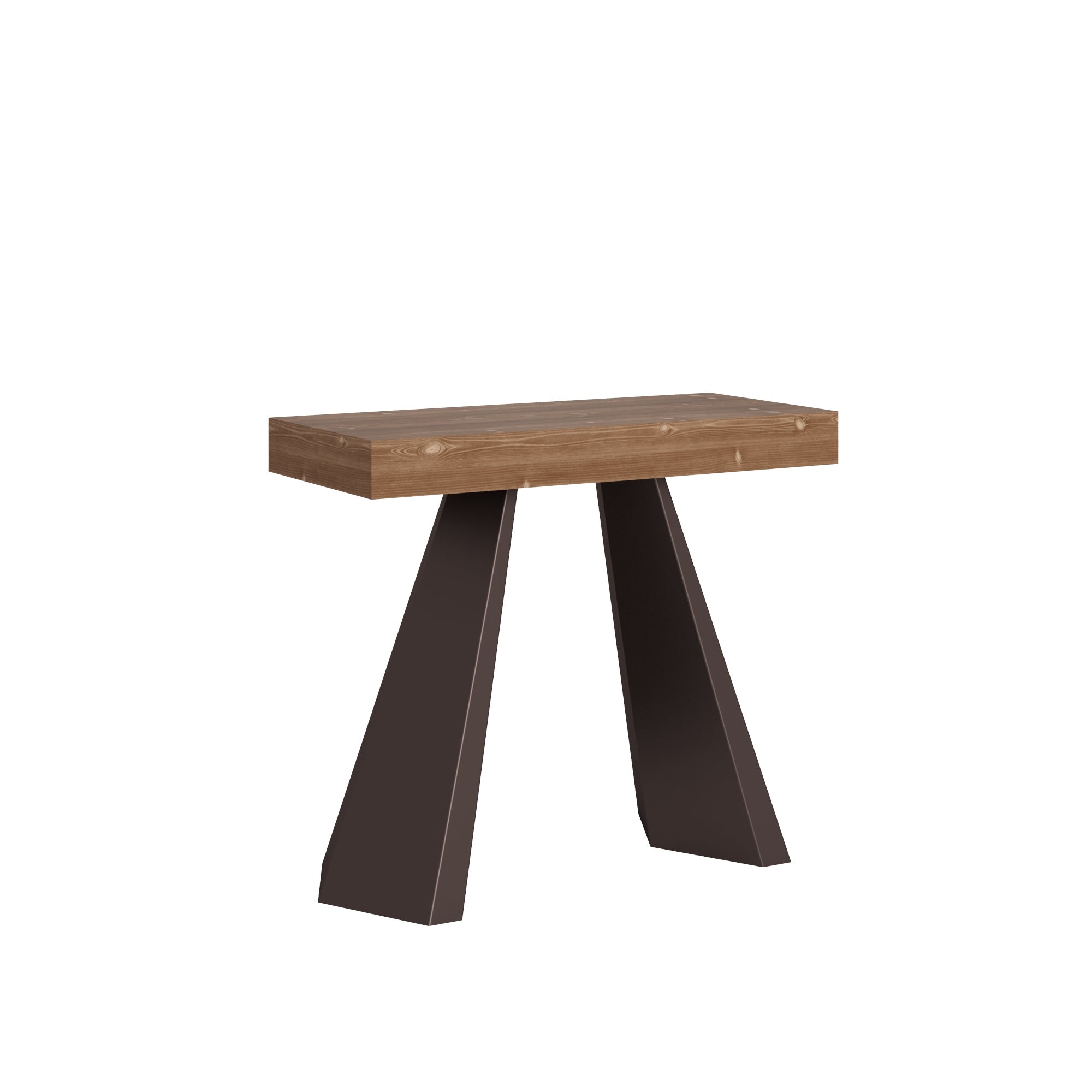 Mesa consola Diamond de 90x40 cm, madera de abeto teñida, estructura tipo oso, extensible hasta 3 metros.