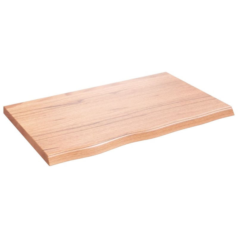 Blat Łazienkowy Lakierowany z Litego Drewna 80x50x(2-4) cm Jasnobrązowy
