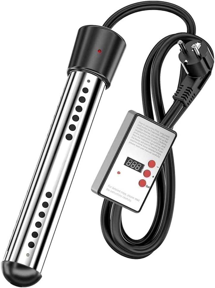 Elektryczny podgrzewacz wody, inteligentny timer z automatycznym wyłączaniem, czarny, 1500 W, bez termometru