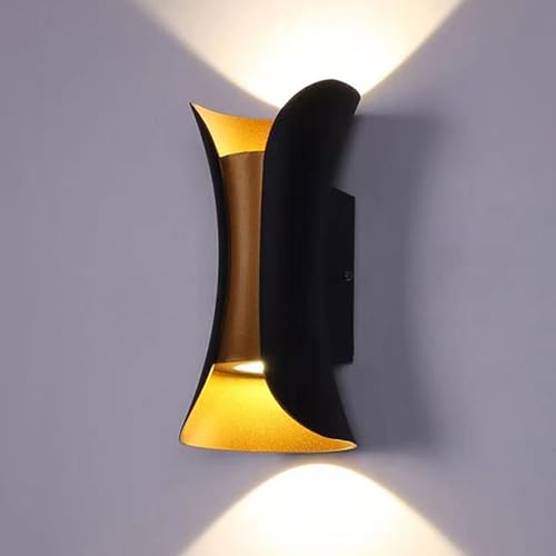 Nowoczesna aluminiowa kinkiet zewnętrzny, kinkiet ogrodowy do patio, strumień światła skierowany w górę i w dół, wodoodporny IP65, białe światło 6000k