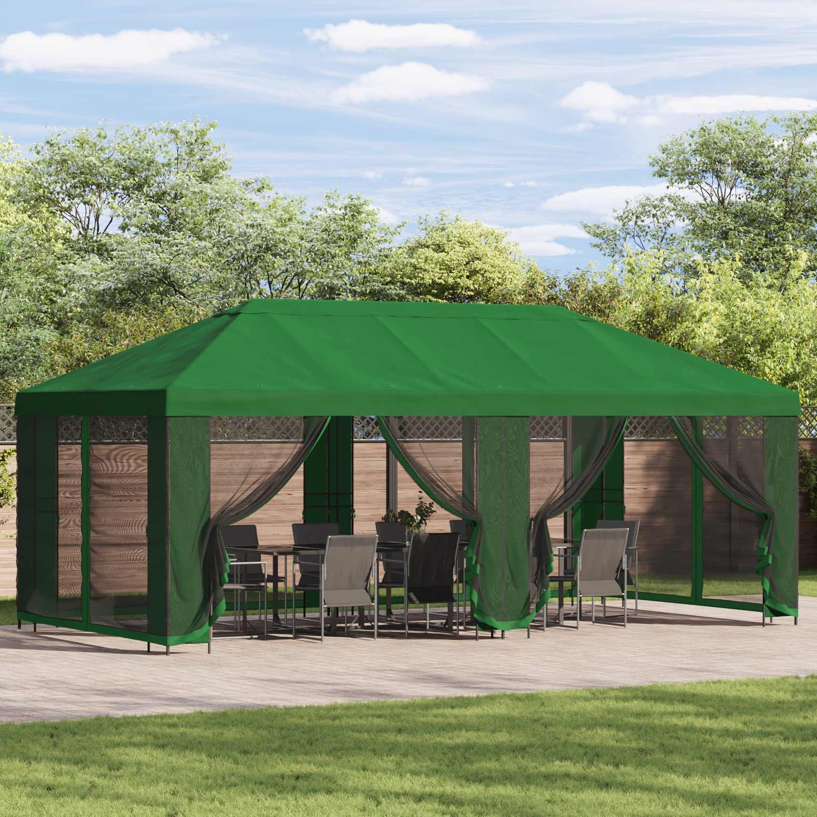 Altana z bokami 6 x 3 m zielony Poliester i Stal 190 vidaXL