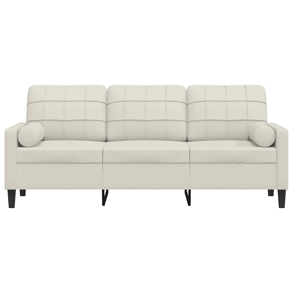 3-osobowa sofa z poduszkami, kremowa, 180 cm, aksamit