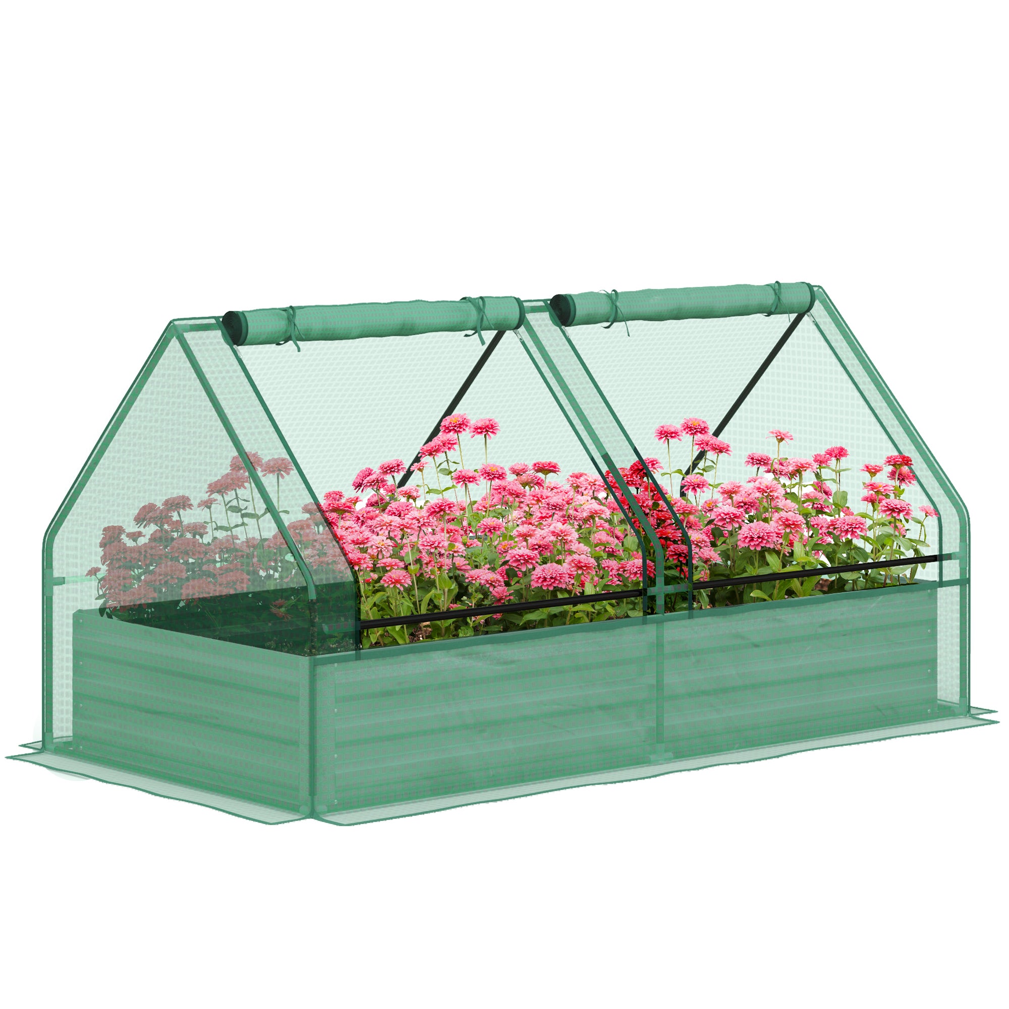 Duży zewnętrzny Donica z Mini Greenhouse i Otwarty Podstawa do taras, taras, balkon 185 x 95x92 cm Szary i Zielony