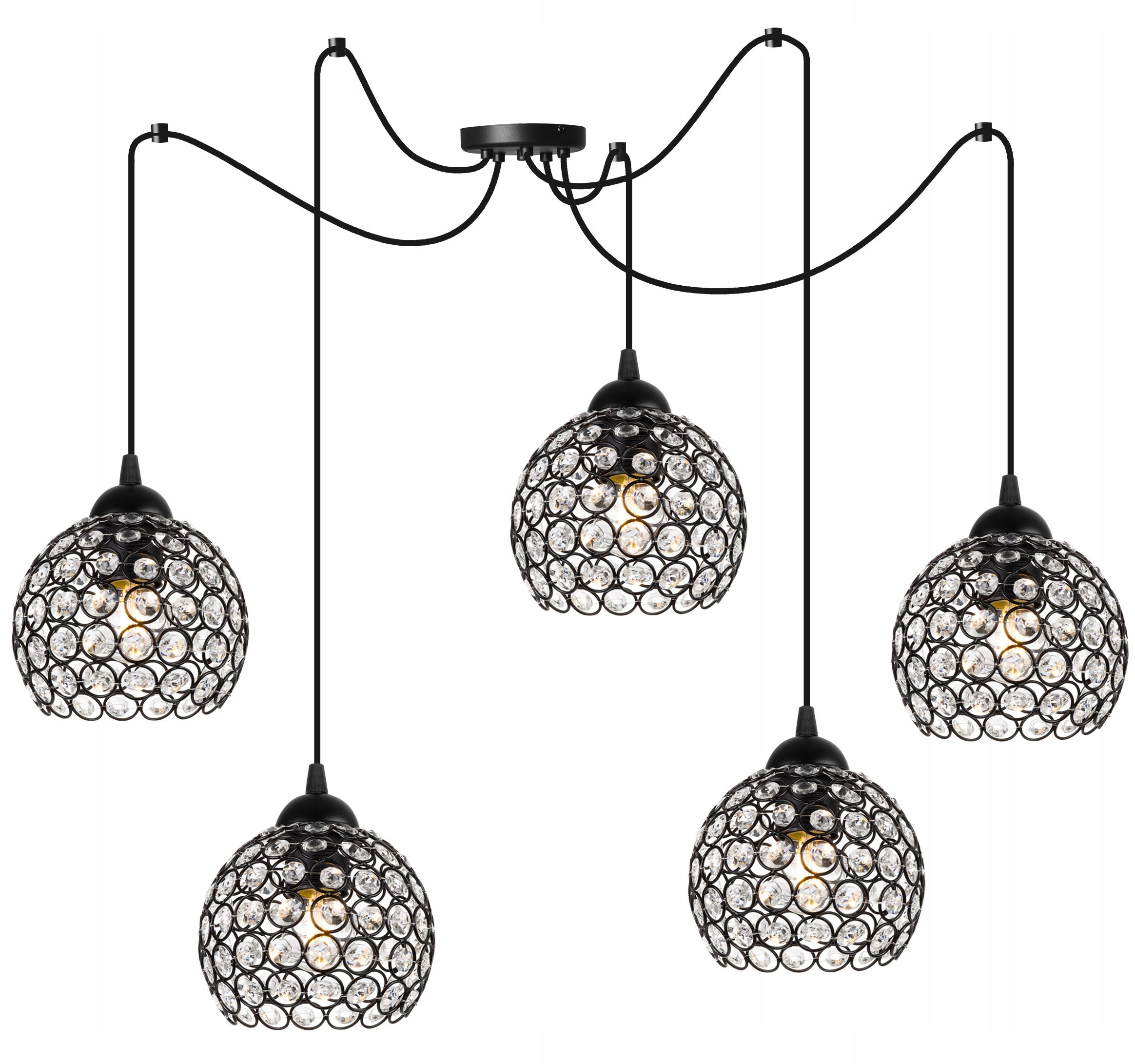 Lampa sufitowa wisząca Light Home LH Crystal Spider 5x E27 60W kryształki czarny