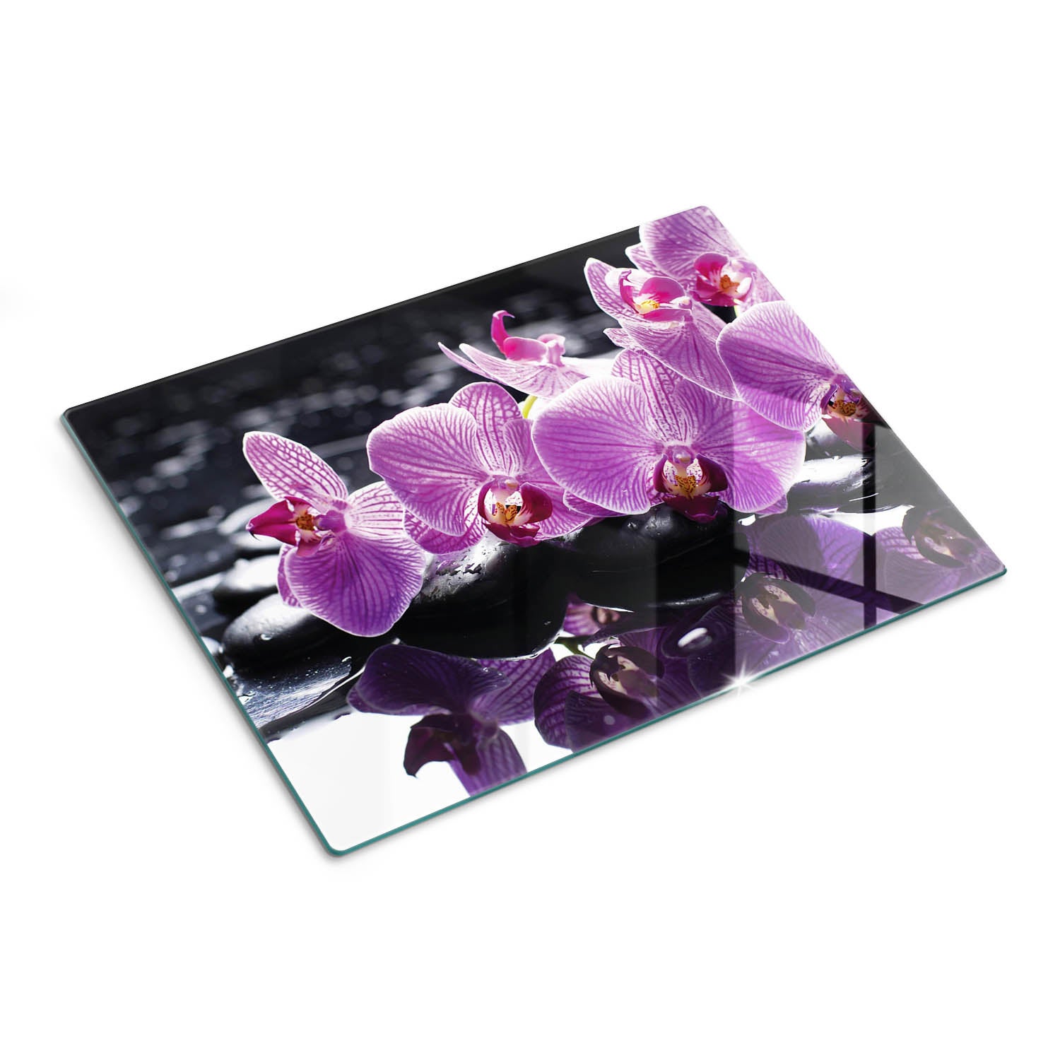 Szklana deska do kuchni z ozdobnym nadrukiem - Różowa Orchidea - 30x40 - Tulup