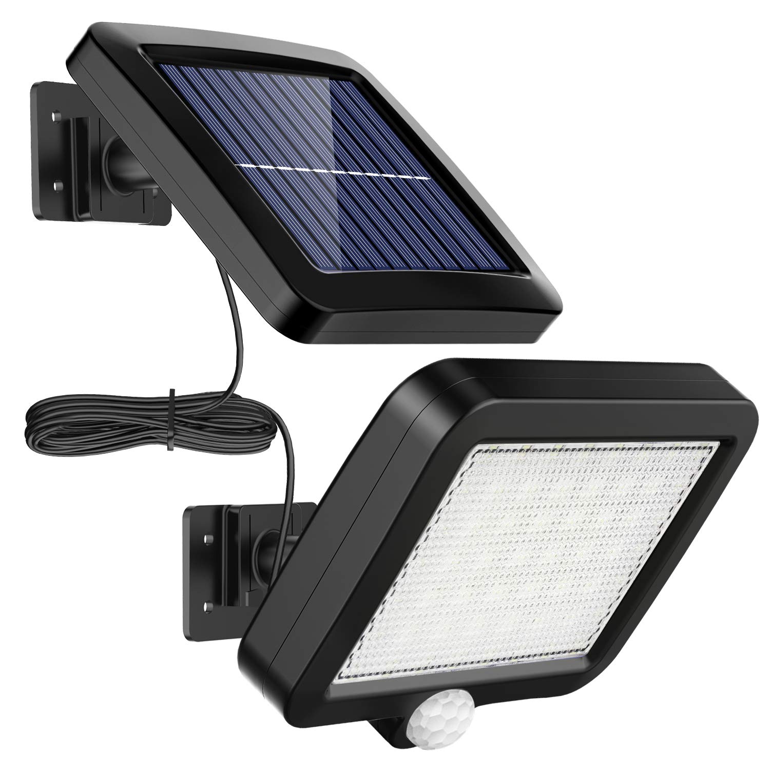 Zewnętrzne lampy solarne z 56 diodami LED z czujnikiem ruchu, wodoodporność IP65, kąt oświetlenia 120°, solarna lampa ścienna.