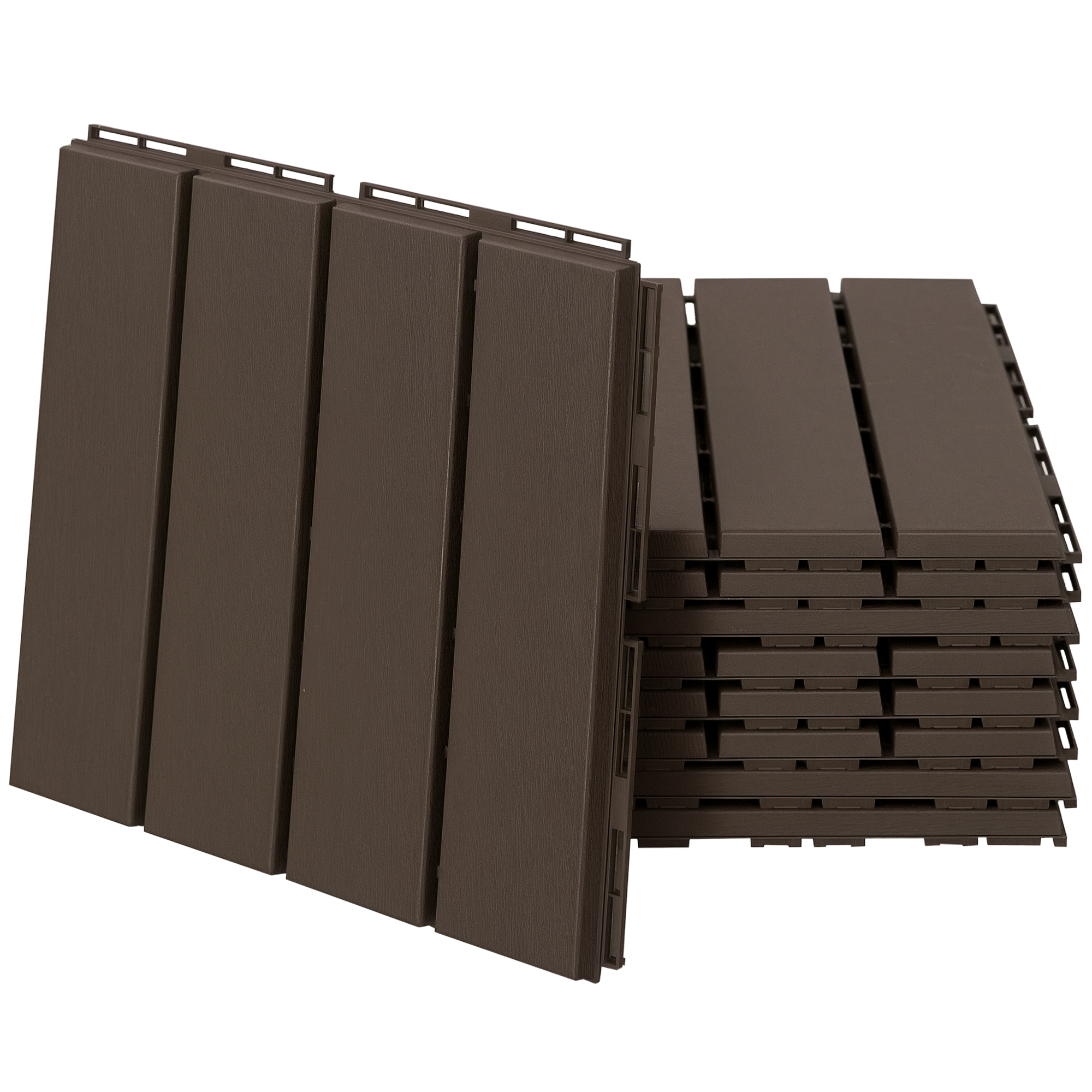 Zestaw 9 płytek tarasowych z łączonych elementów, antypoślizgowe płytki podłogowe z PP (30x30x2 cm), powierzchnia: 0,81 m², kolor brązowy