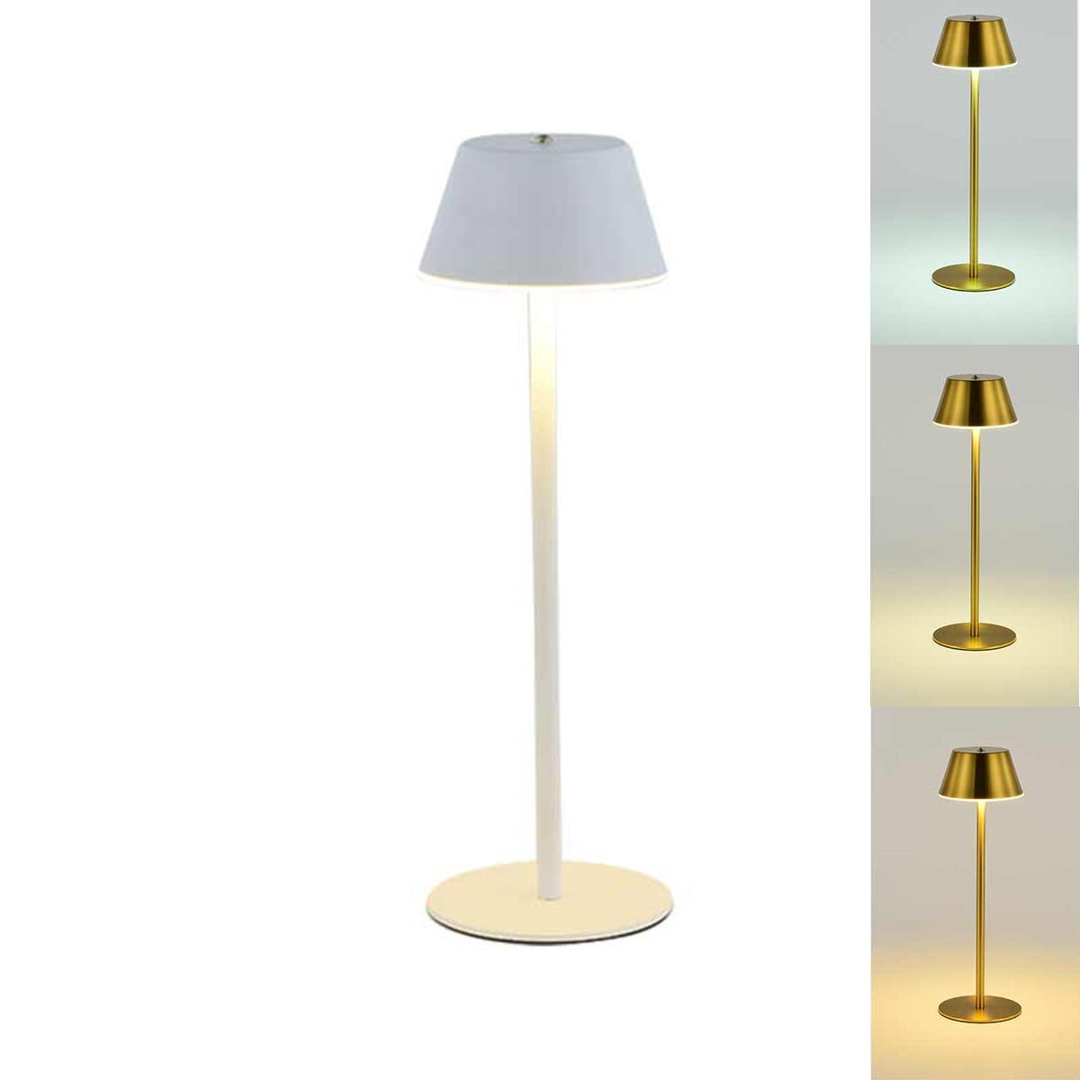 Lampa biurkowa LED, bezprzewodowa lampa biurkowa, dotykowa lampa biurkowa, 3-kolorowa ściemniana lampa biurkowa, biała