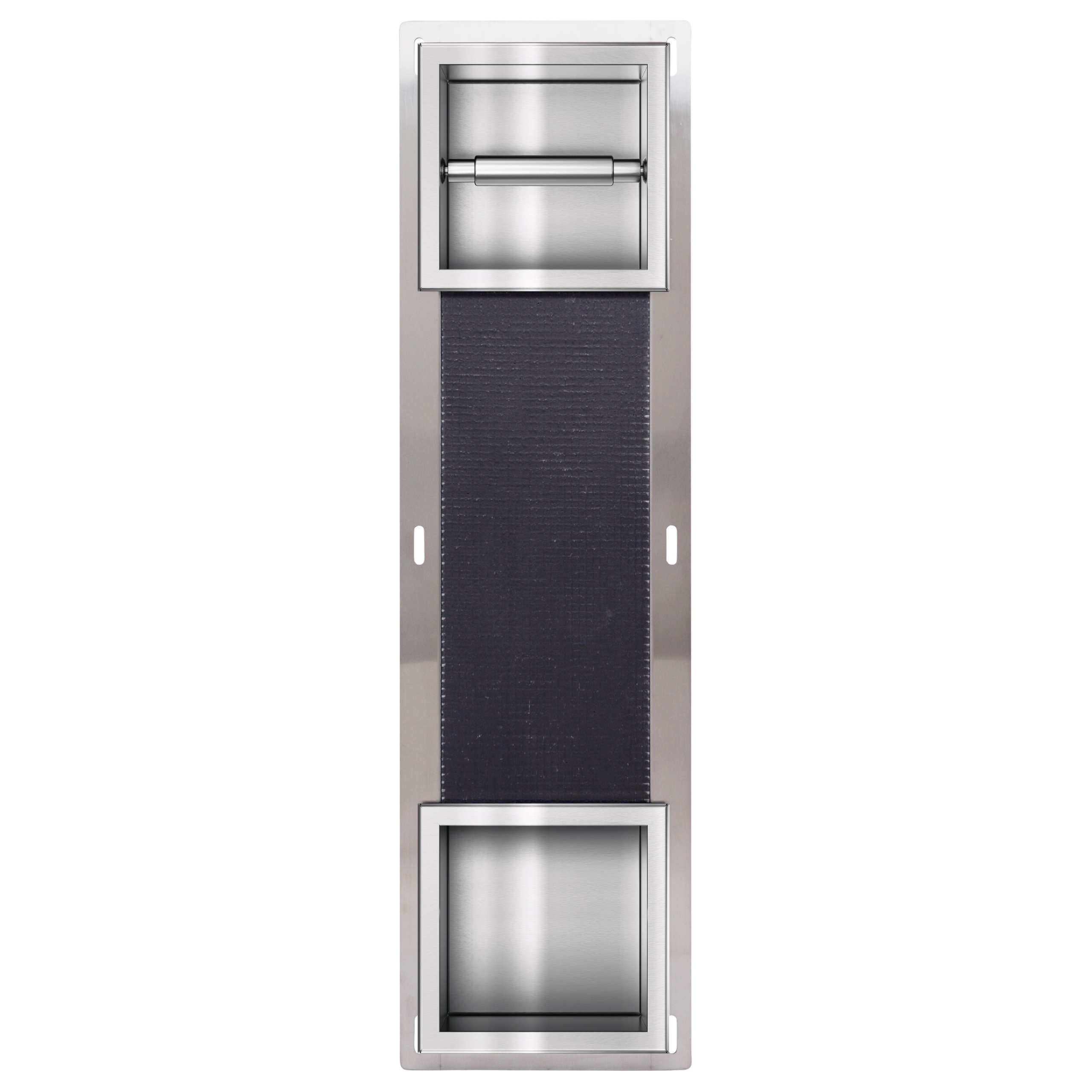 BALNEO - Magazynek na papier toaletowy WALL-BOX PAPER 2 Inox srebrny - Wnękowy schowek łazienkowy wbudowany w ścianę