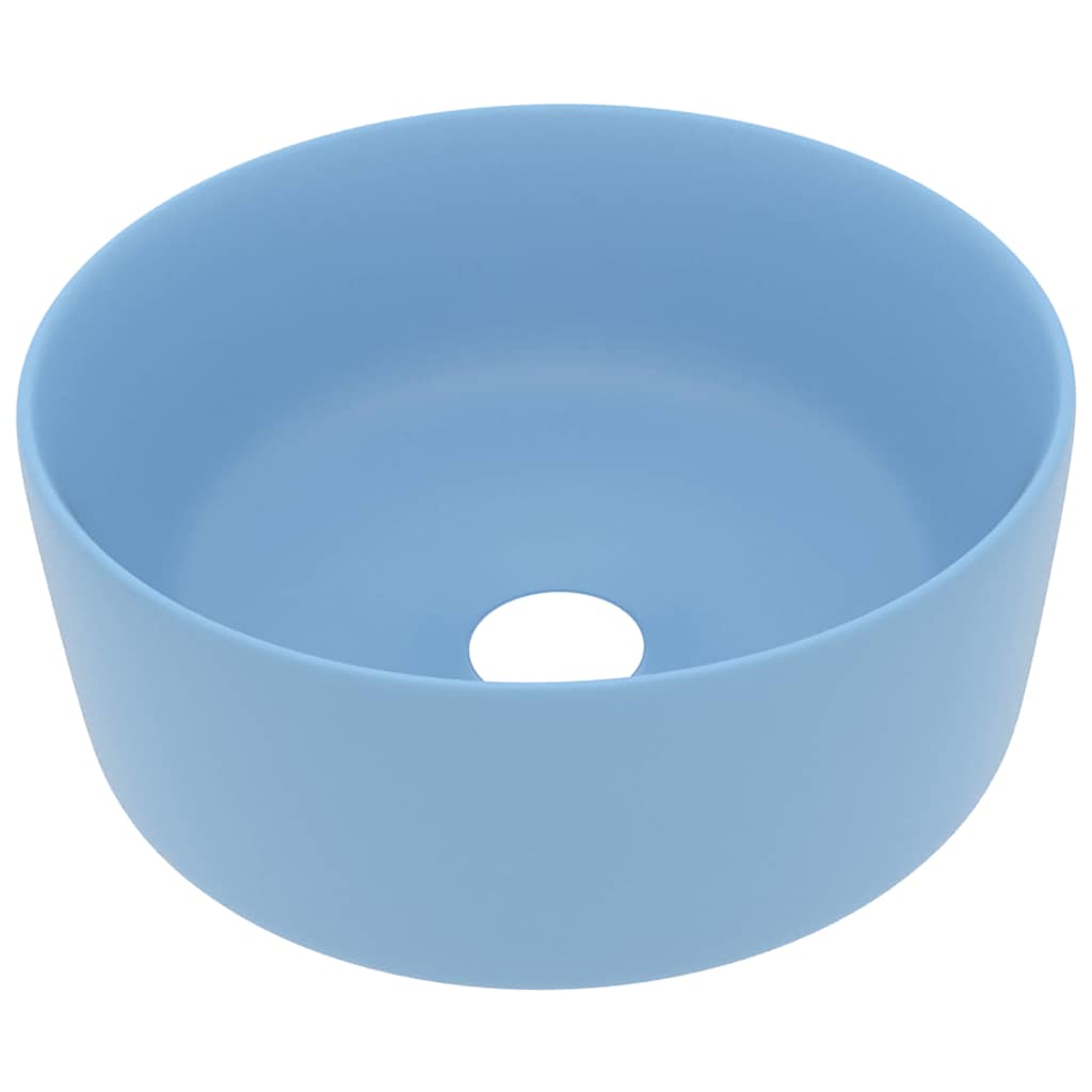Umywalka Nablatowa Ceramiczna Okrągła Niebieska do Łazienki 40 cm