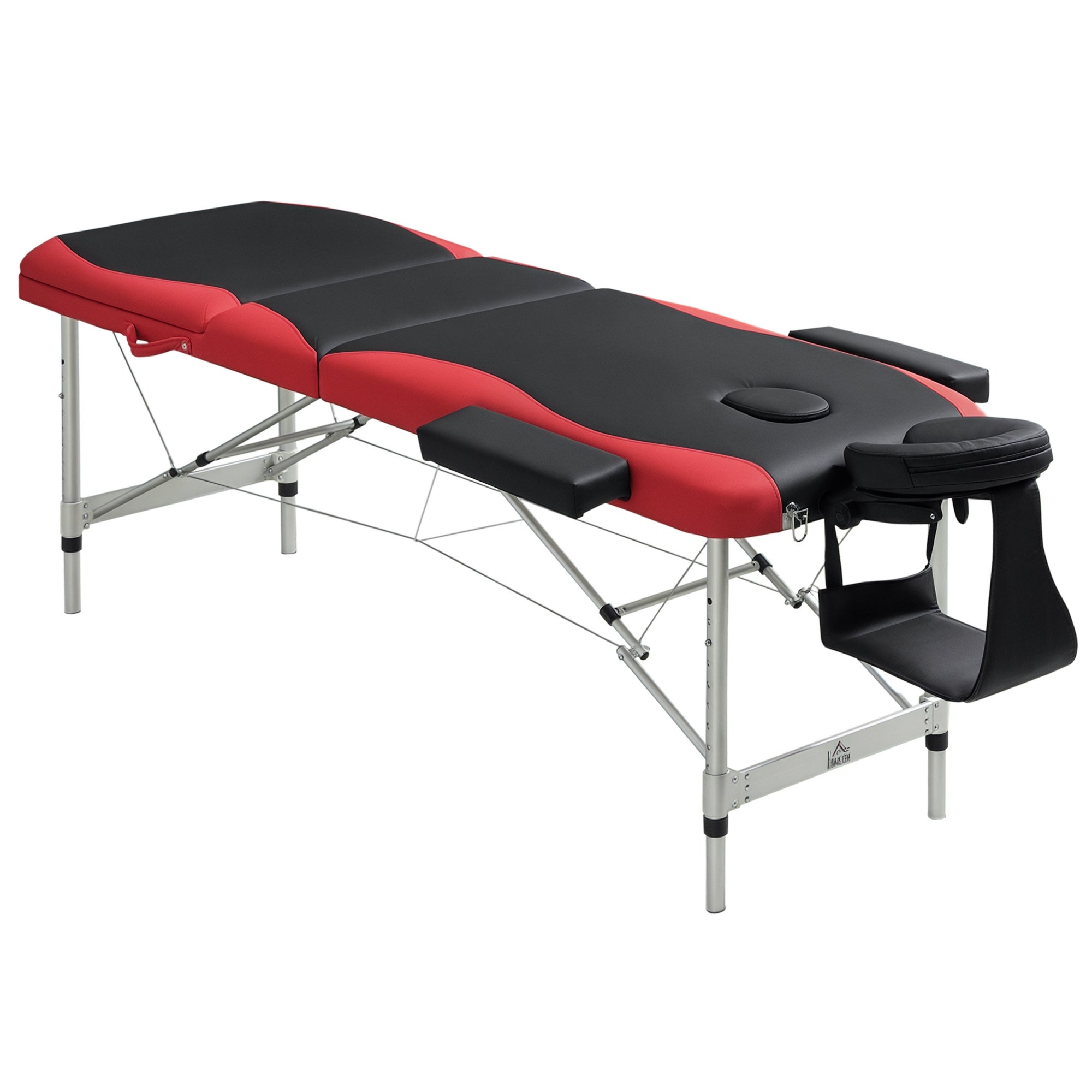 Składany masaż stół łóżko z Carrying Case, Lightweight Couch Spa Beauty łóżko z REGULOWANA WYSOKOŚĆ, Aluminium rama, czarny