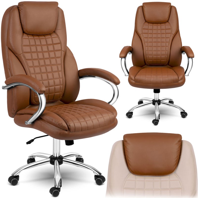 Fotel biurowy obrotowy ergonomiczny ekoskóra Batory brązowy Sofotel