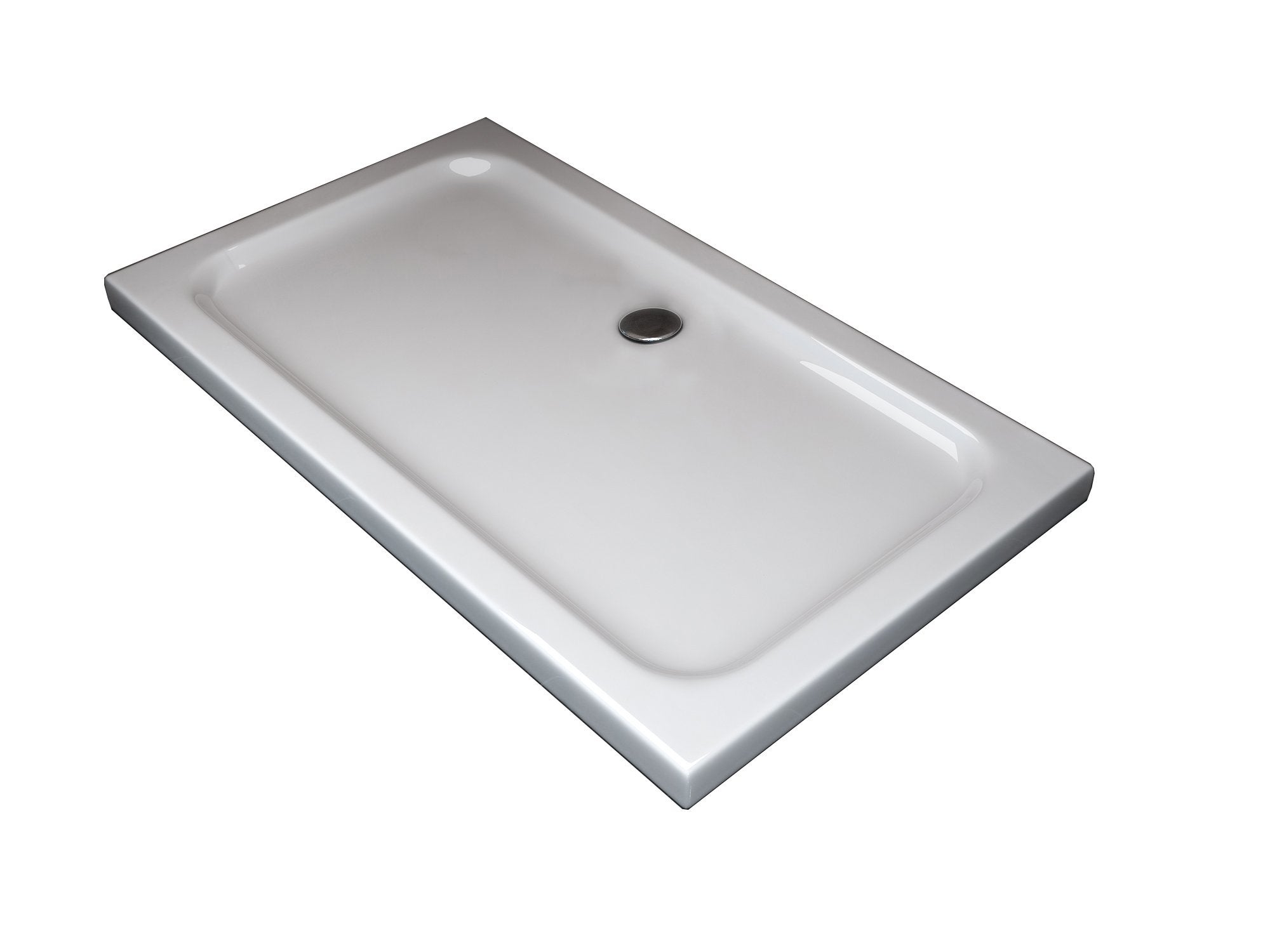 Niski brodzik prostokątny z ABS, wysokość 5 cm, z syfonem w zestawie 80x120