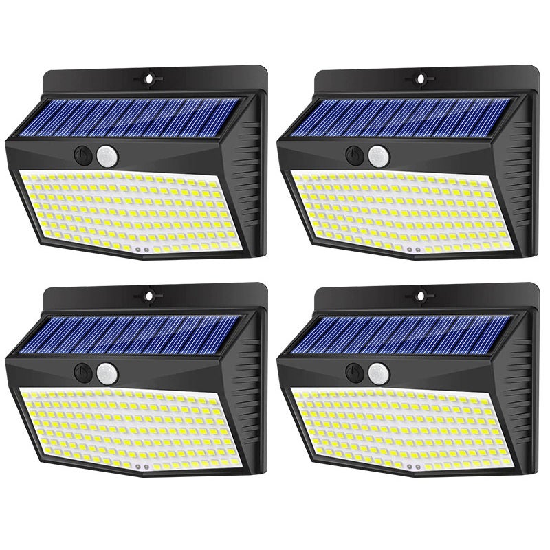 4 pakiety solarnych lamp bezpieczeństwa z 138 diodami LED i czujnikiem ruchu, z 3 trybami, wodoodporne solarne lampy ścienne do ogrodzenia