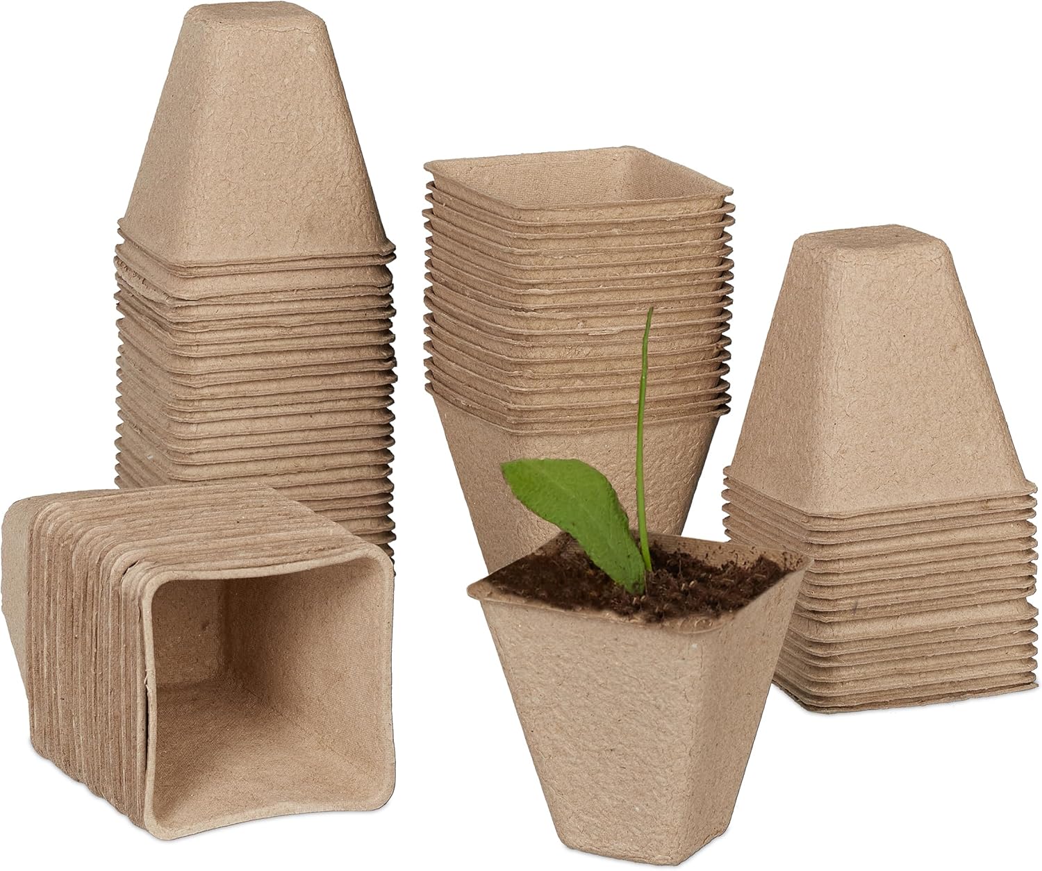 Doniczki do sadzonek, praktyczny zestaw 50 sztuk, kwadratowe, 8 x 8 x 8 cm, doniczki papierowe