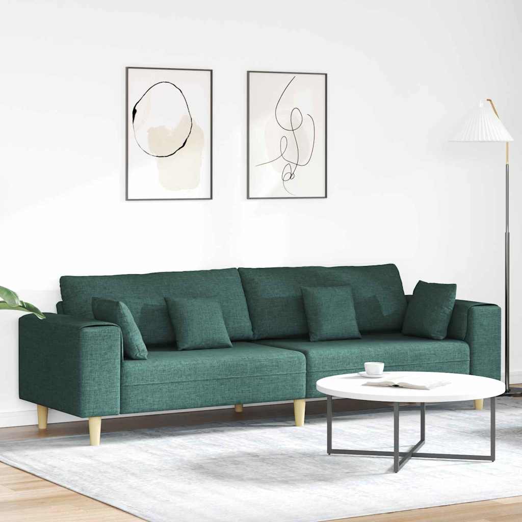 Sofa z poduszką Ciemna zieleń 250 x 77 x 76 cm tkanina vidaXL