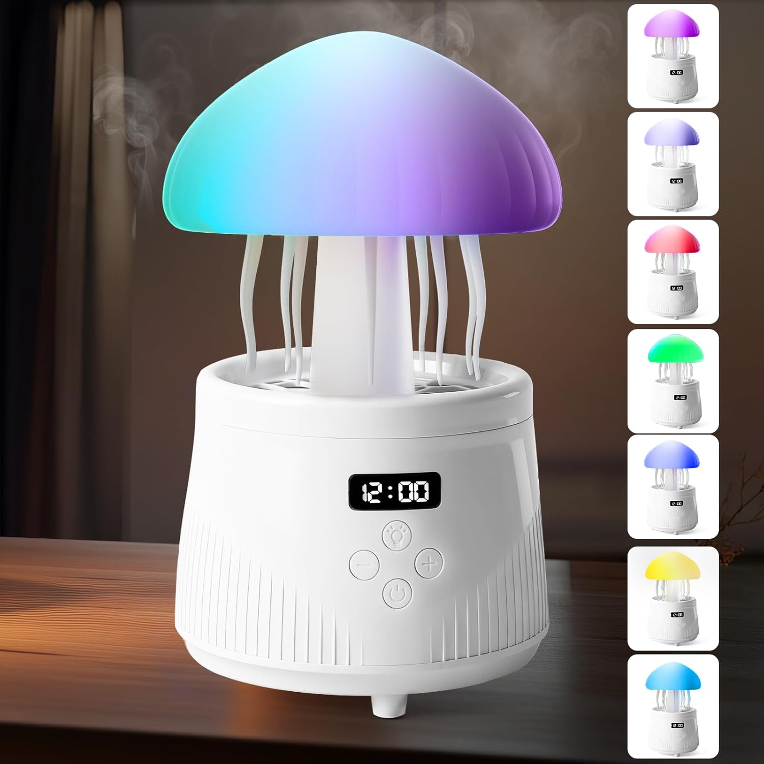 Nawilżacz powietrza w kształcie meduzy z głośnikiem Bluetooth, dyfuzor zapachowy o pojemności 600 ml z 7-kolorowym oświetleniem LED, dyfuzor olejków e
