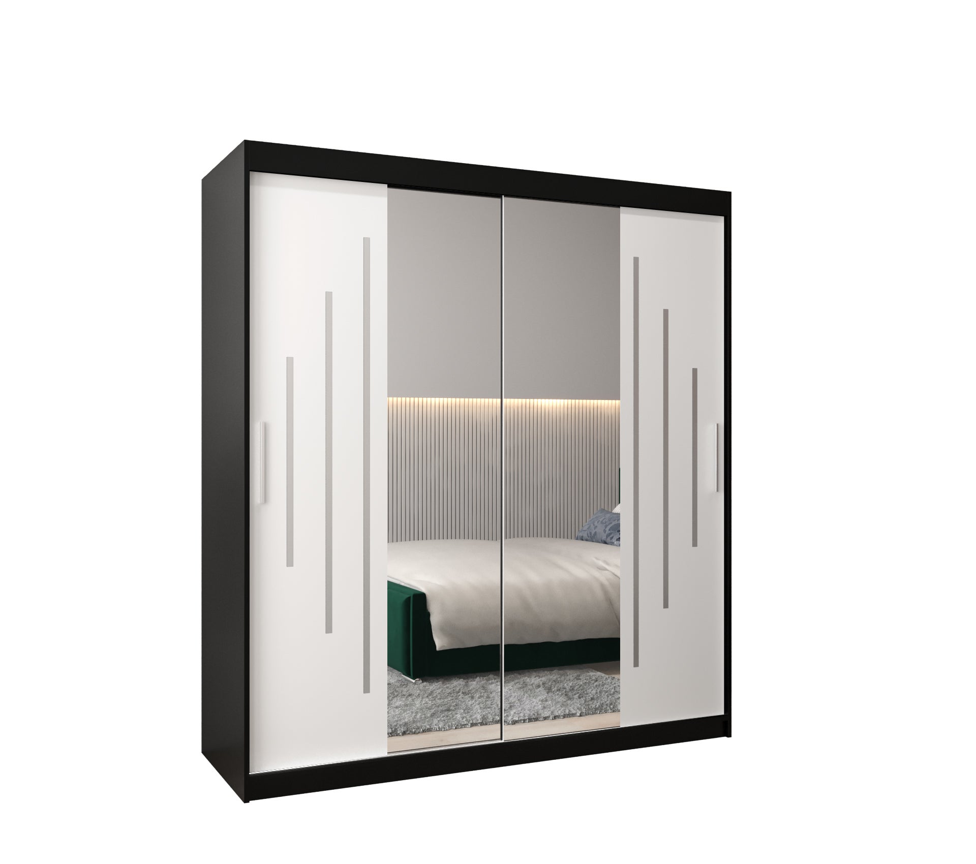 Szafa przesuwna garderoba York 1 180 x 62 x 200 cm Czarny + Biały - Abiks Meble