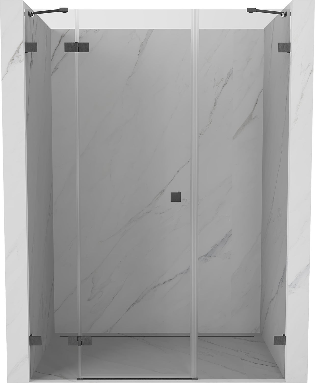 Mexen Lunar drzwi prysznicowe uchylne lewe 155 cm, transparent, gun gray szczotkowany - 834S-155-050-66-00-L