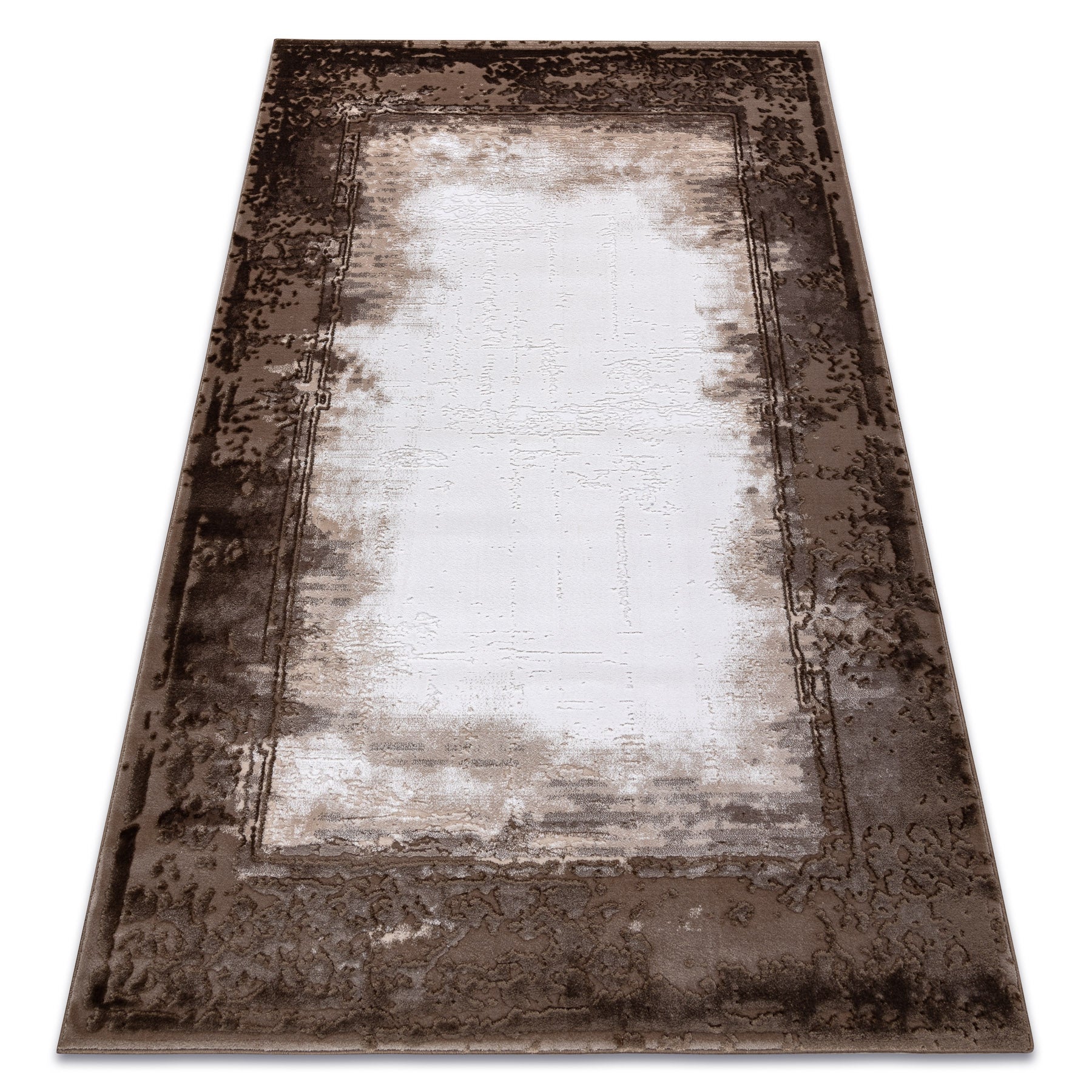 Dywan AKRYL VALENCIA 036 RAMKA, przecierany, vintage kość słoniowa / brązowy 160x235 cm