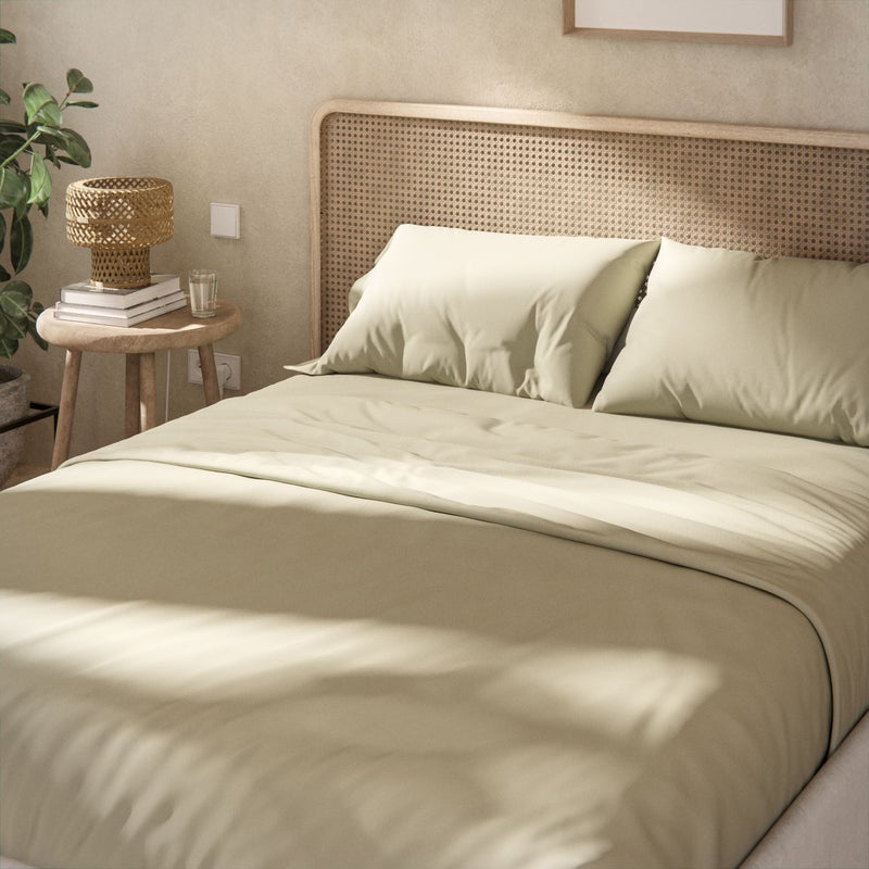 Prześcieradło bawełniane 144 nitki w kolorze zieleni wodnej na łóżko 105 cm
