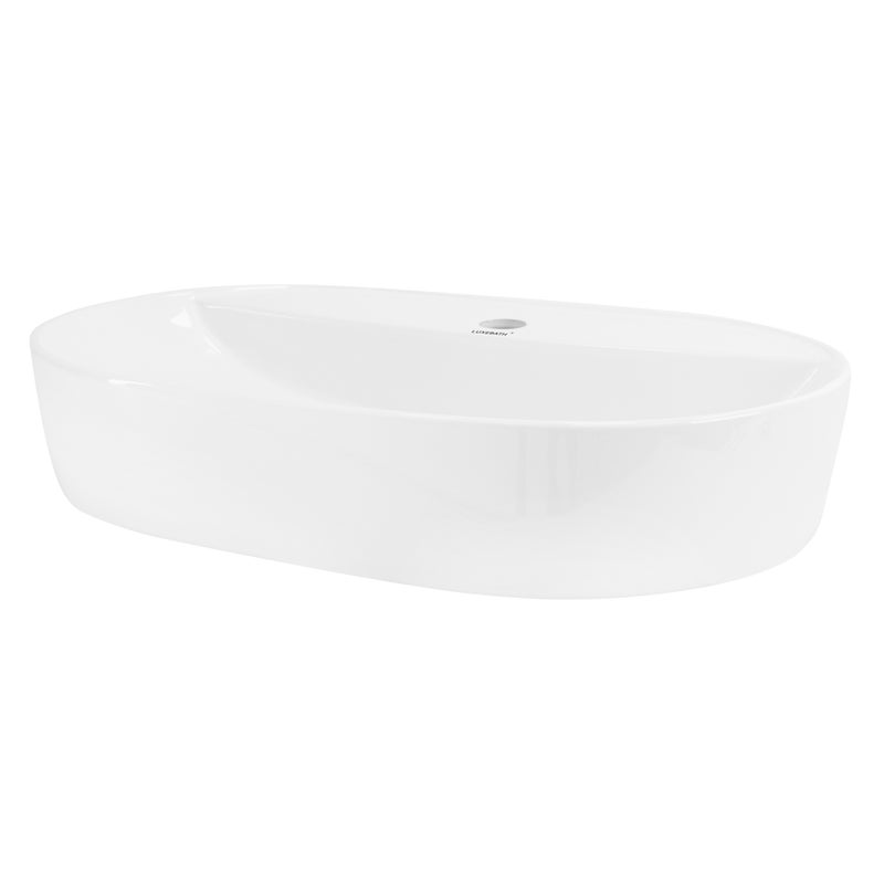ML-Design Umywalka ceramiczna w kolorze bialym blyszczacym 60 x 40 x 12 cm, owalna, nowoczesna umywalka nablatowa, designerska umywalka nablatowa