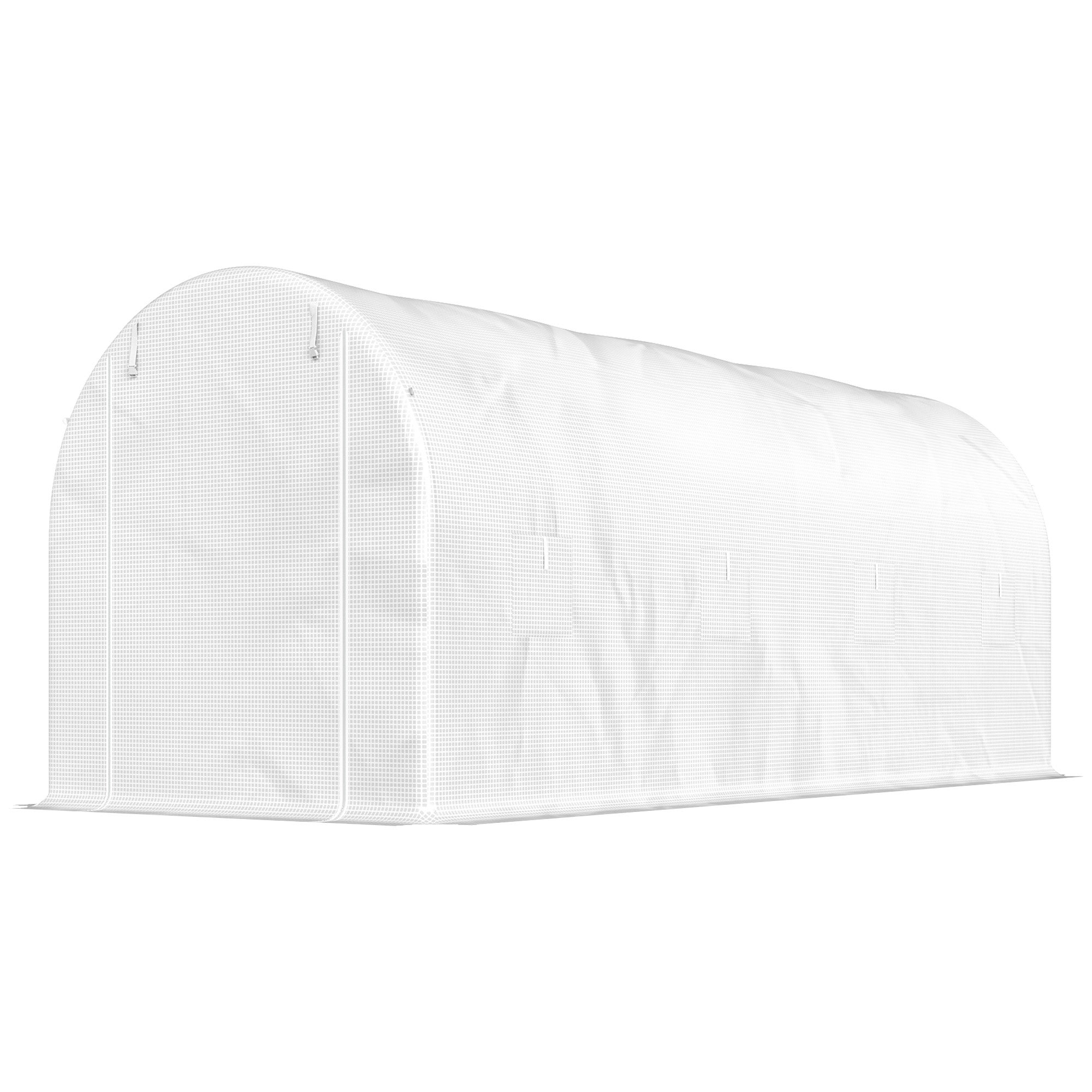 Szkółka tunelowa ogrodowa 500 x 200 x 205 cm z bramą rolowaną i 8 oknami, poszycie z białego polietylenu 140 g/m²