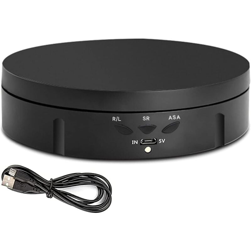 Gramofon z napędem silnikowym, stojak ekspozycyjny 146 mm, 3 prędkości i regulowane kąty, czarny