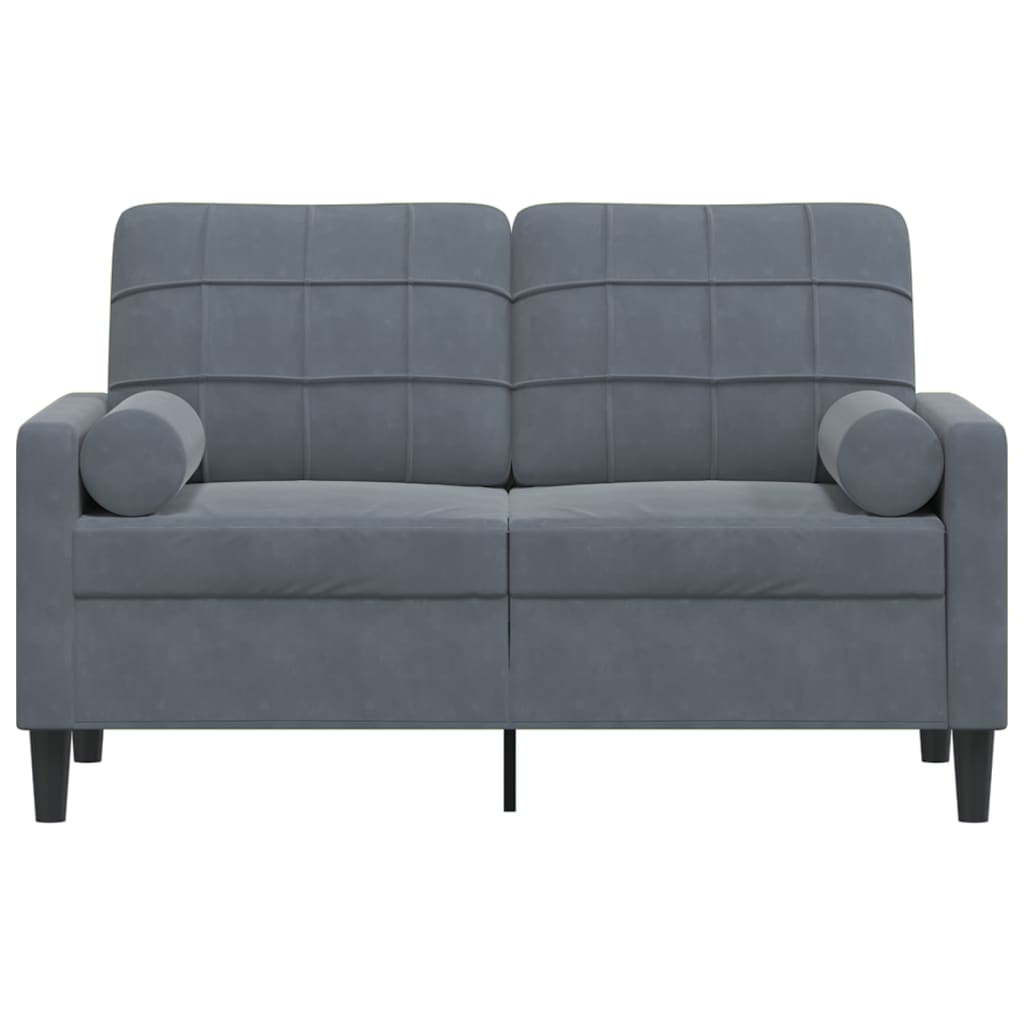 2-osobowa sofa z poduszkami, ciemnoszara, 120 cm, aksamit