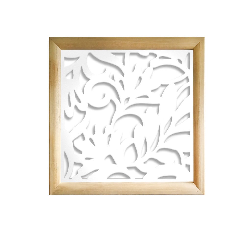 KWIATY - Kwadratowe moduły dekoracyjne z drewna i PCV - Rozmiar 48x48 cm - Grubość 47 mm - Kolor wewnętrzny BIAŁY