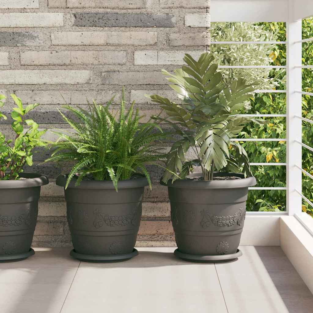 Okrągła doniczka na kwiaty 6 pcs Czarny Ø 30 x 25 cm vidaXL