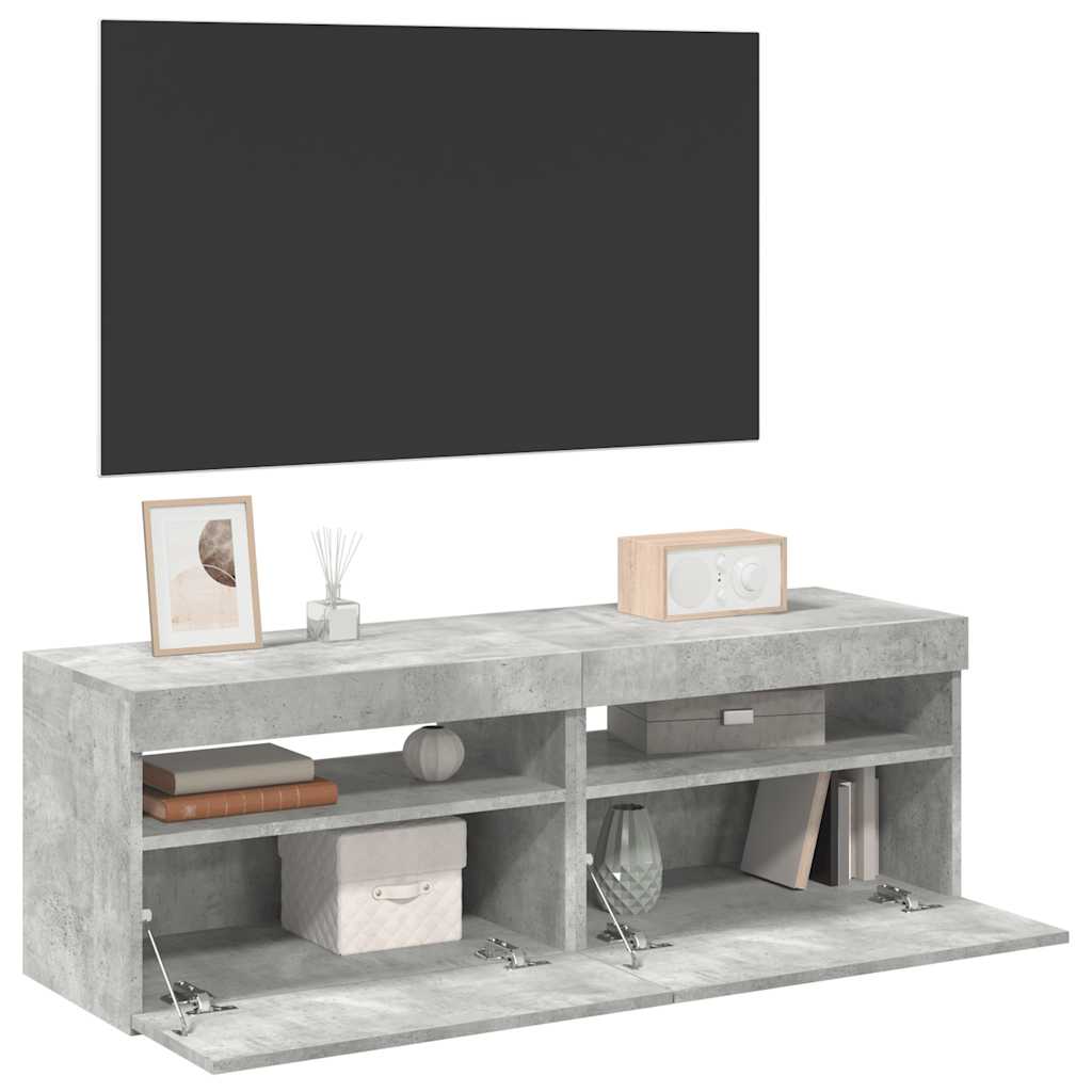 vidaXL Szafki TV z LED, 2 szt., szarość betonu, 60x35x40 cm