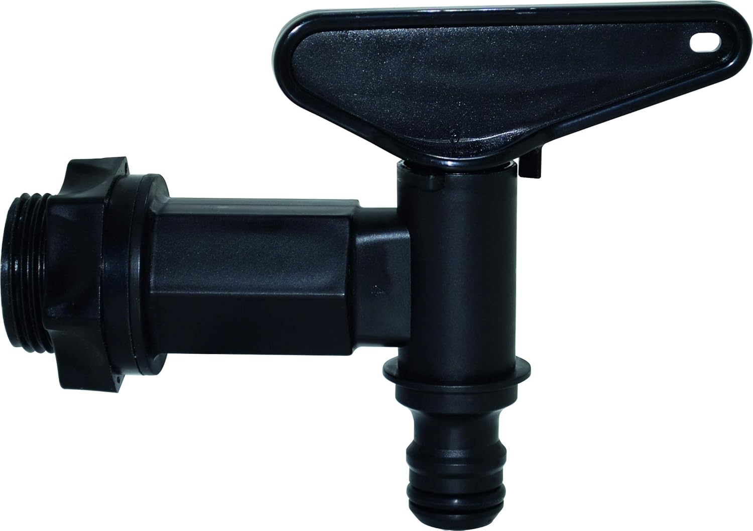 Kran do zbiornika z tworzywa sztucznego HDPE 1/4 obrotu z automatyczną dyszą, czarny