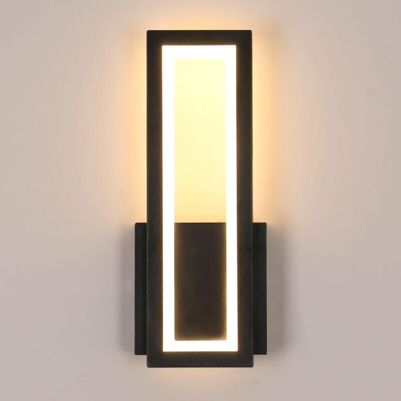 Nowoczesna lampa ścienna LED 27W – Ciepłe białe światło – Materiały: aluminium i czarny akryl – 32 cm, odpowiednia do sypialni i salonów